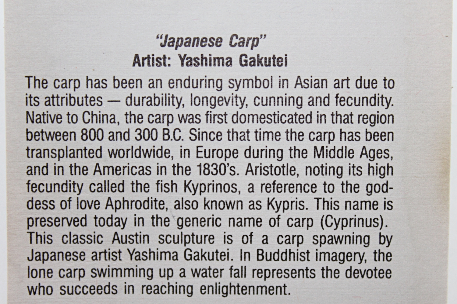 Yashima Gakutei Plaster Sculpture For Austin Sculpture