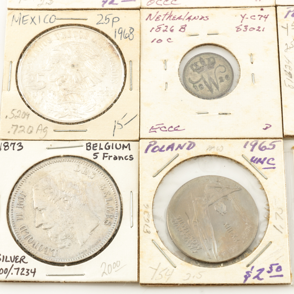 Fifteen Vintage Foreign Coins