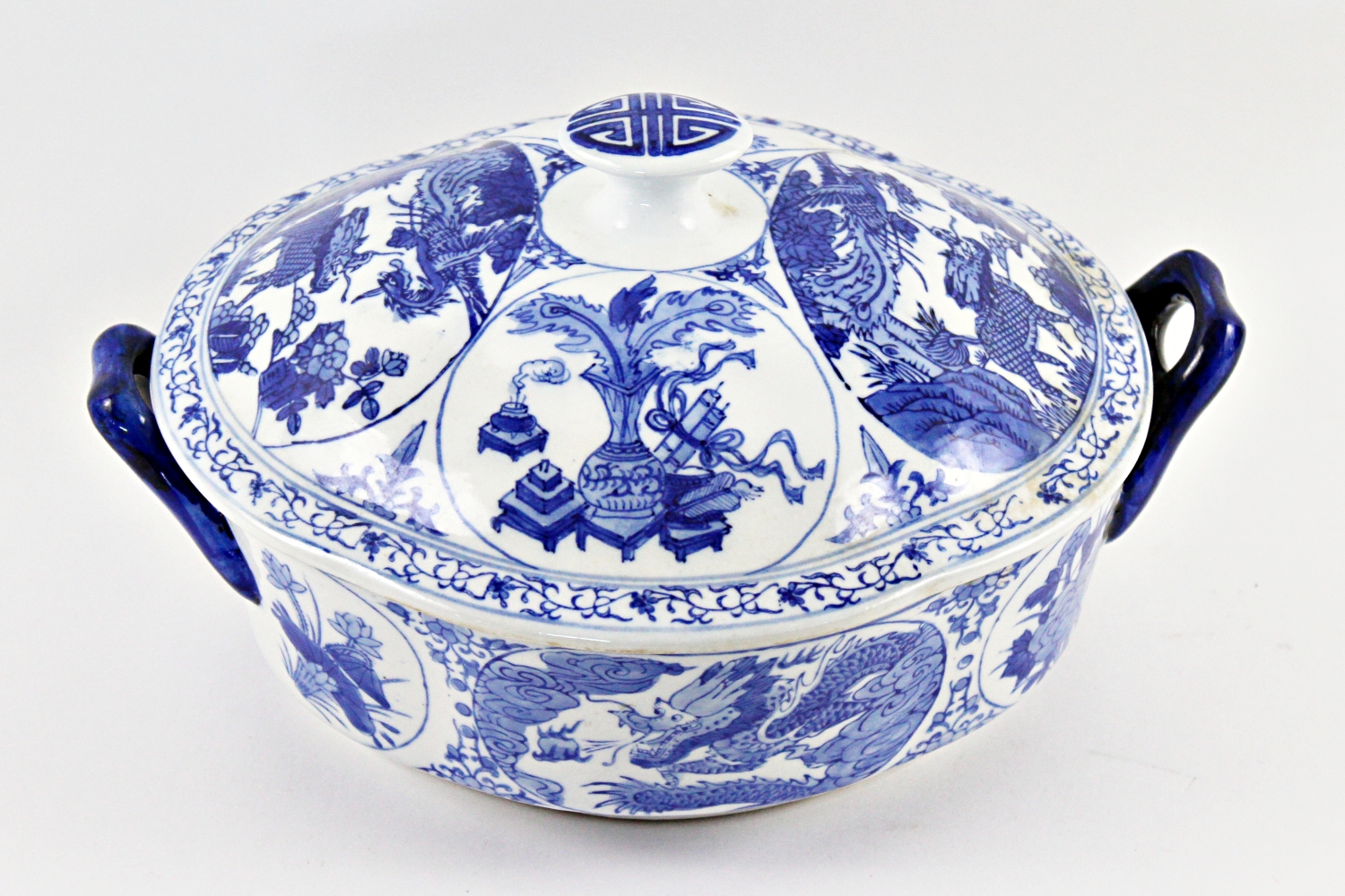 Vintage Blue and White Covered Dish