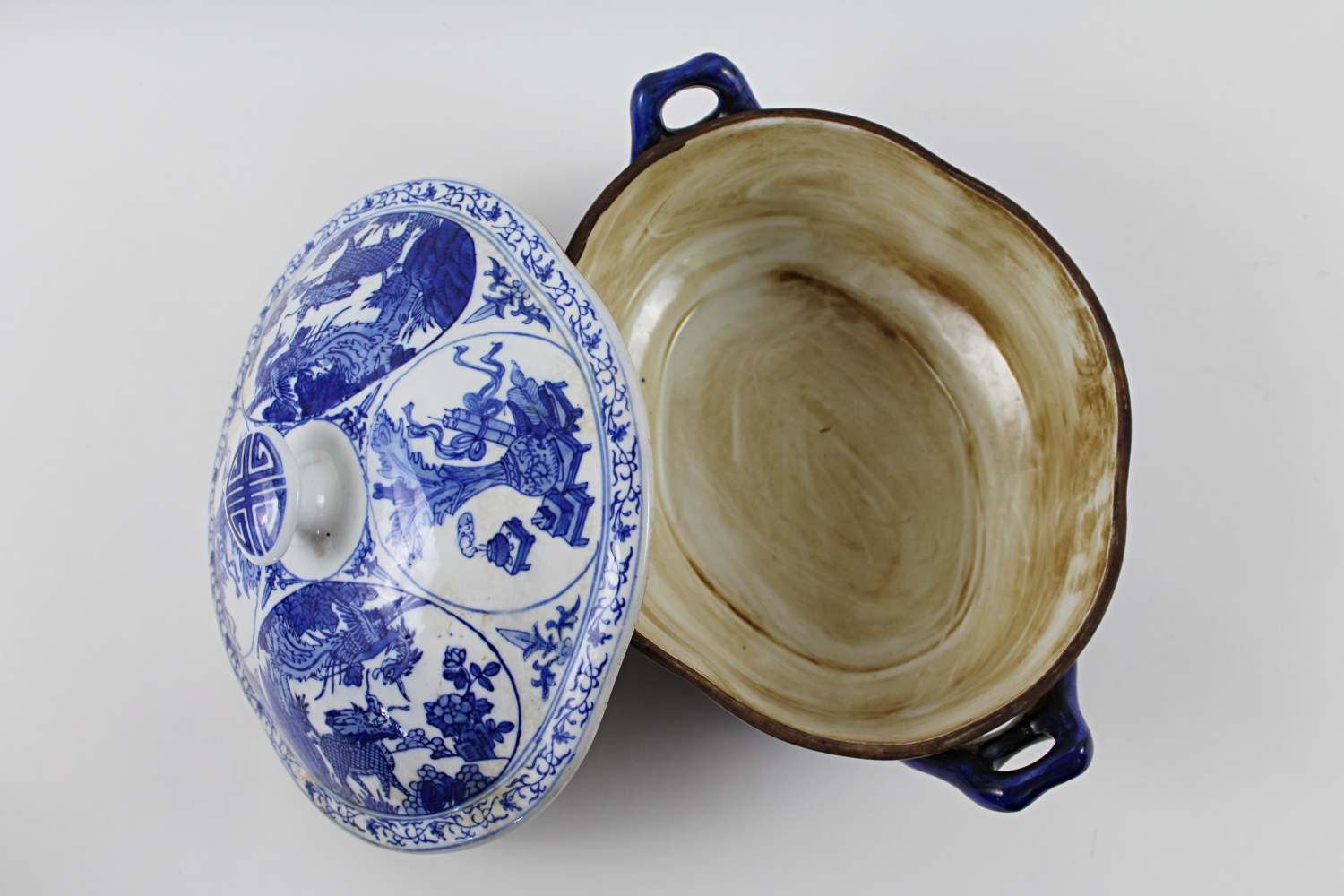 Vintage Blue and White Covered Dish