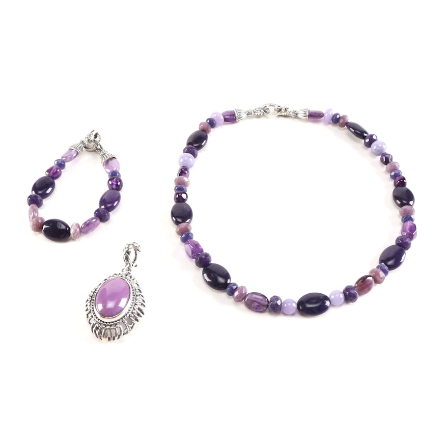 Carolyn Pollack Beaded Jewelry With Sterling Silver and Amethyst