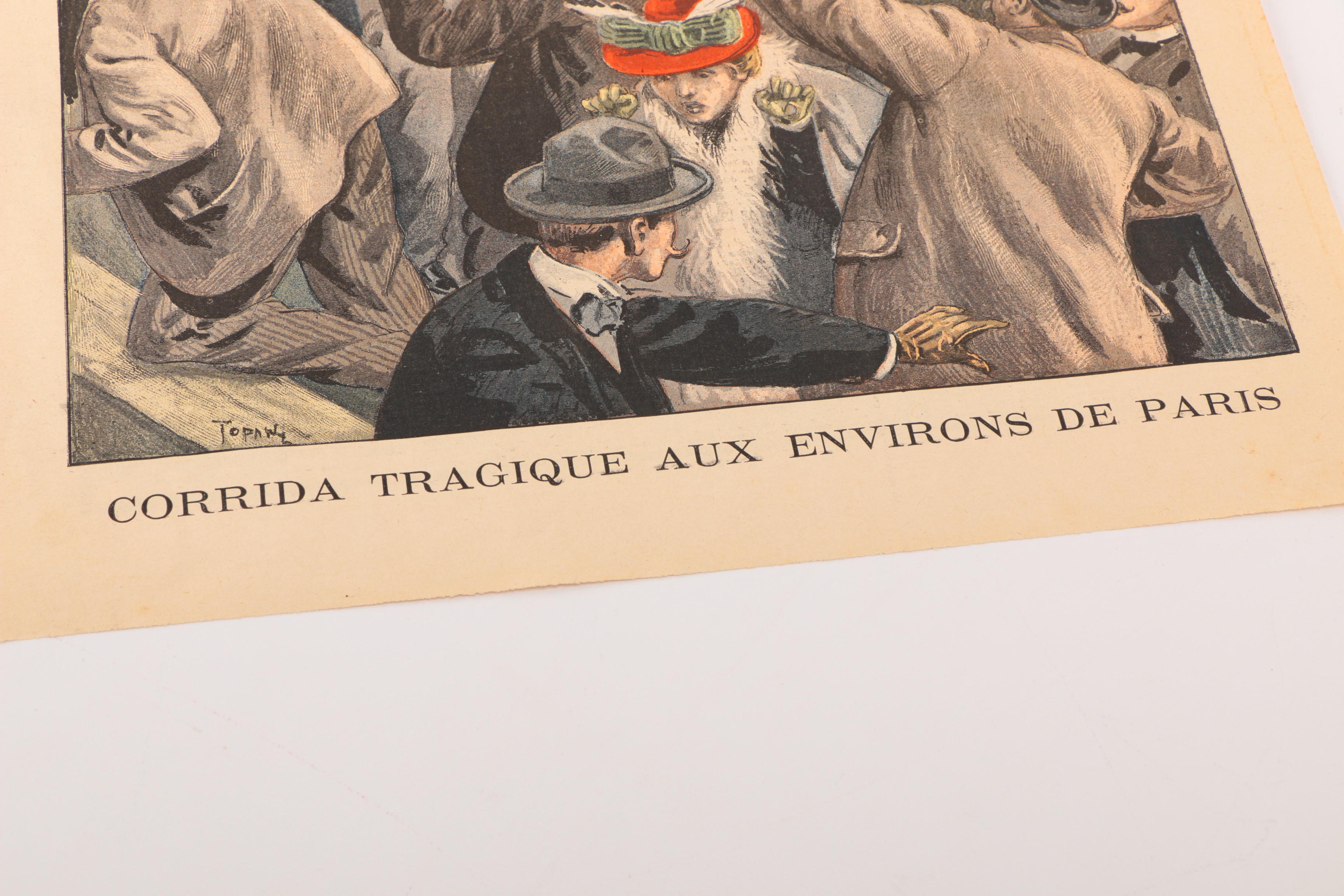 1899 Page From "Le Petit Journal" Titled "Corrida Tragique Aux Environs De Paris"