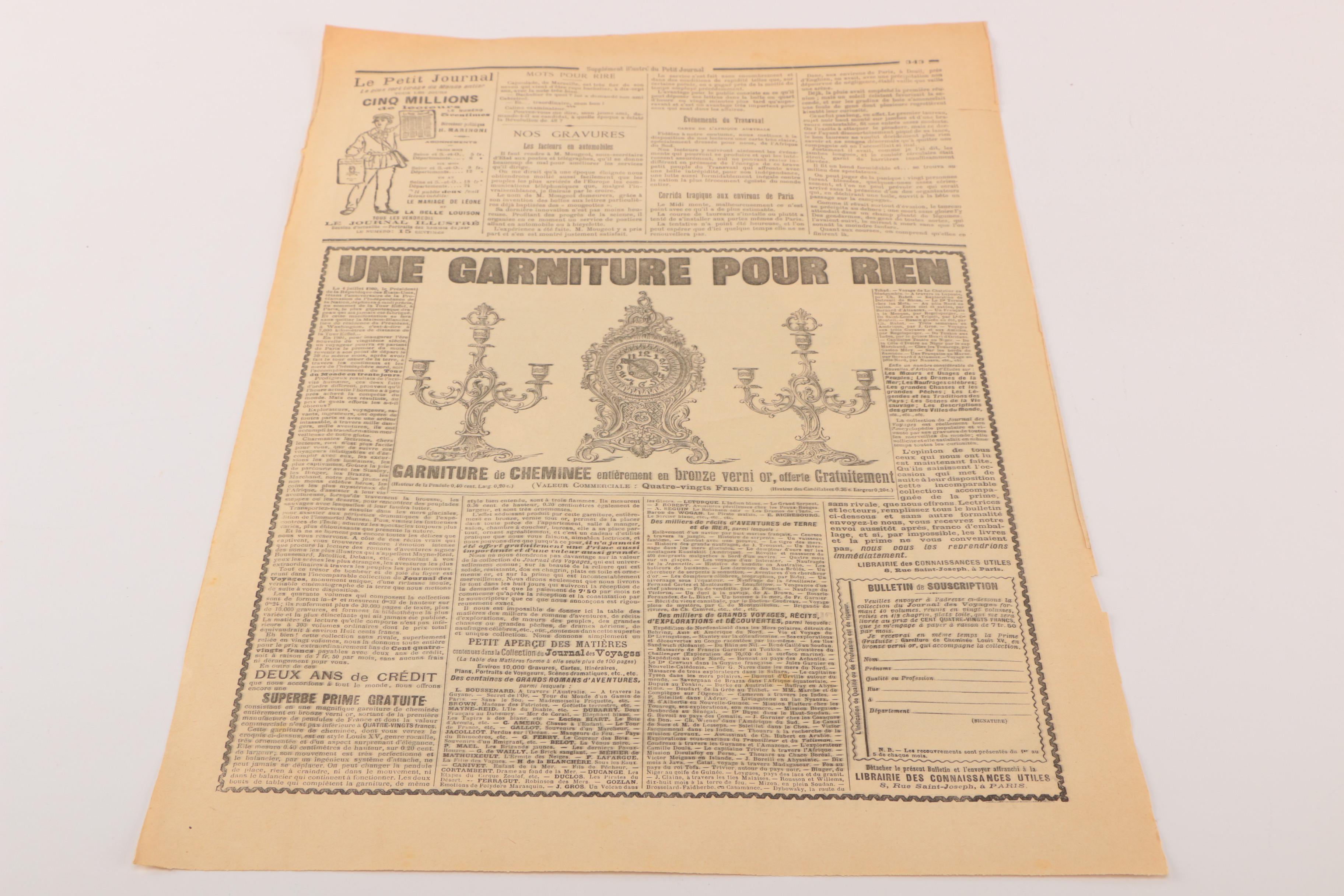 1899 Page From "Le Petit Journal" Titled "Corrida Tragique Aux Environs De Paris"