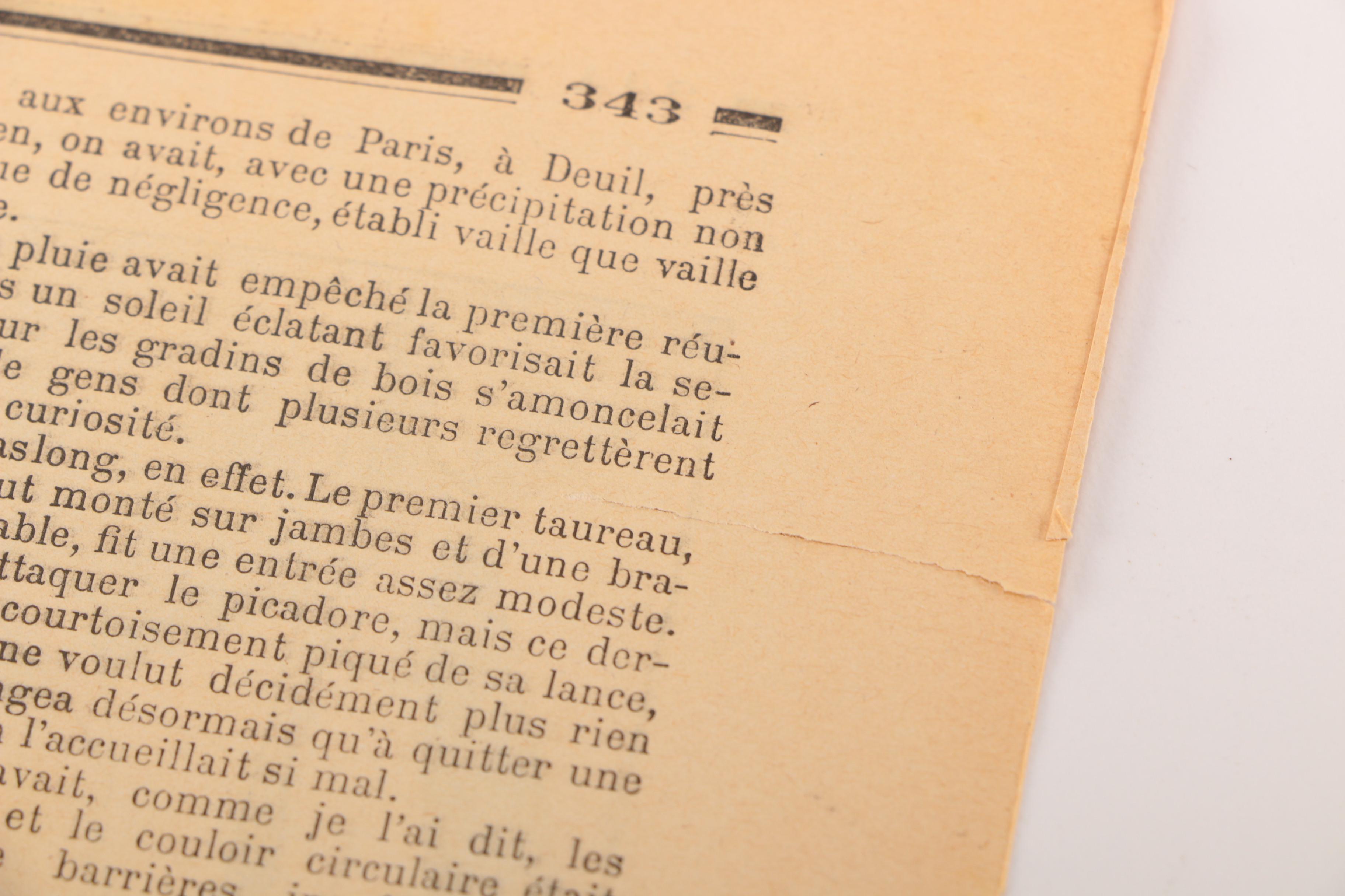 1899 Page From "Le Petit Journal" Titled "Corrida Tragique Aux Environs De Paris"