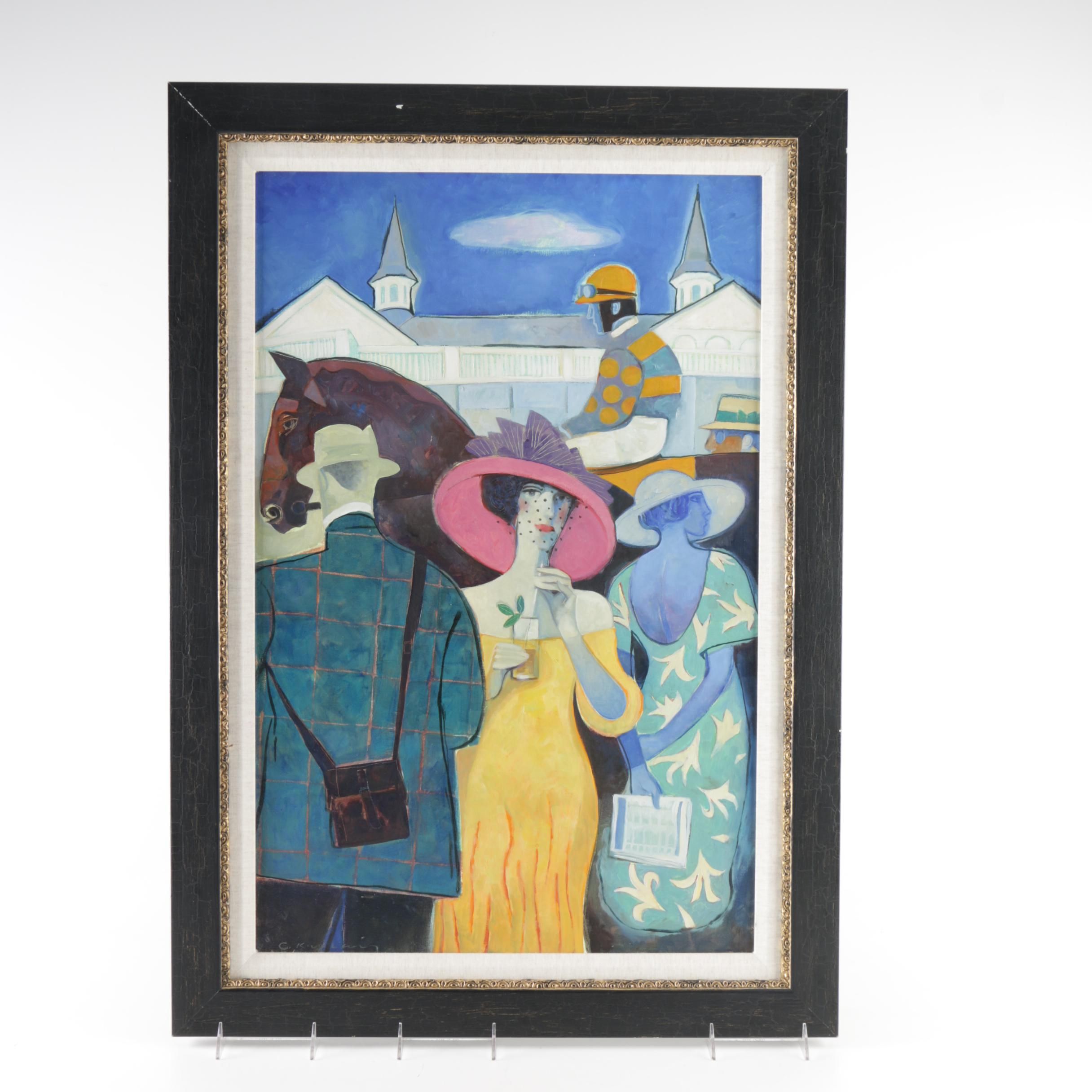Gary Kelley Oil Painting on Canvas for the 128 Kentucky Oaks Race