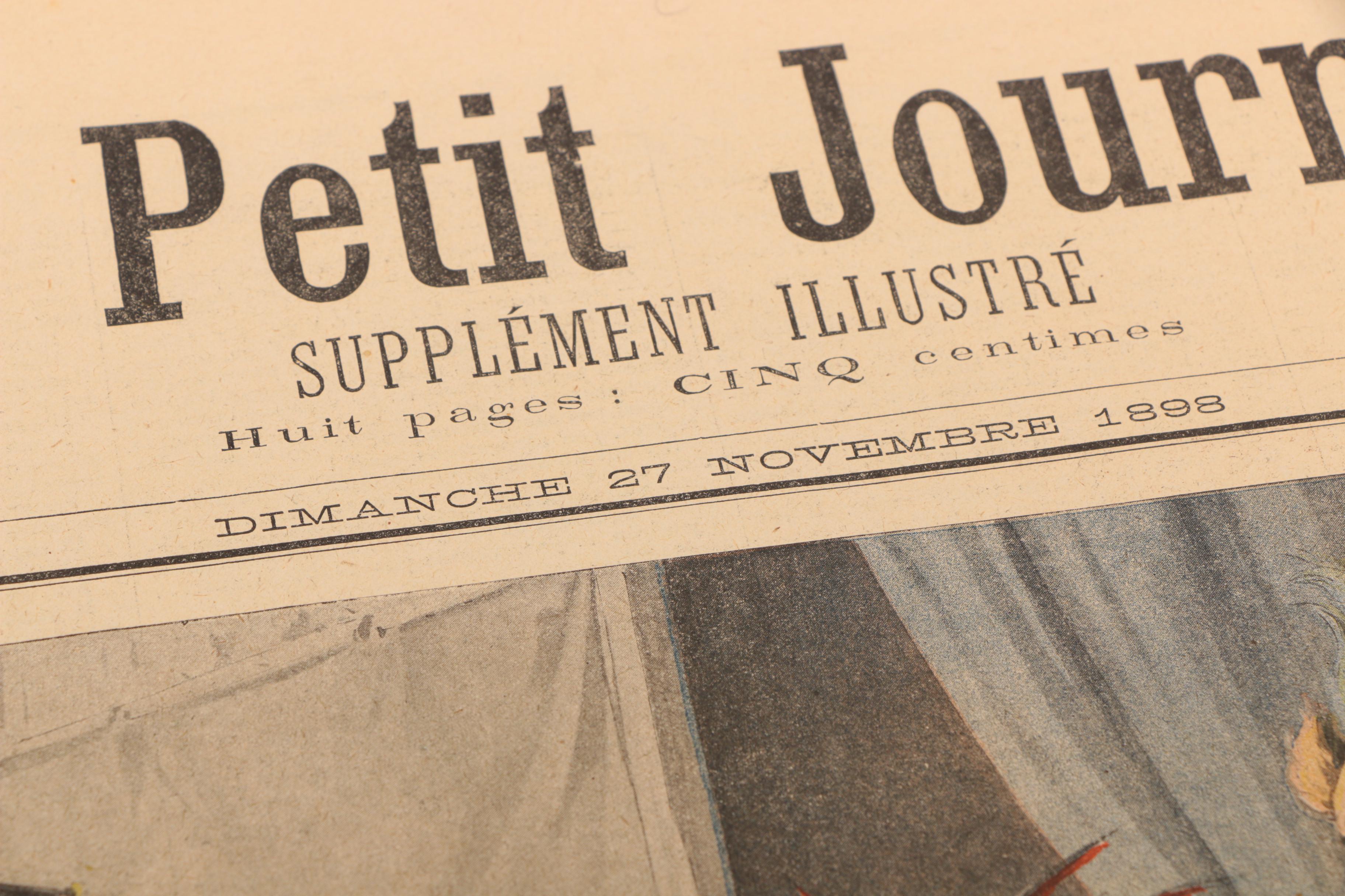 Late 19th Century French Newspaper "Le Petit Journal" November 1898 "Le Jeune Sauvage De Saint-Ouen"