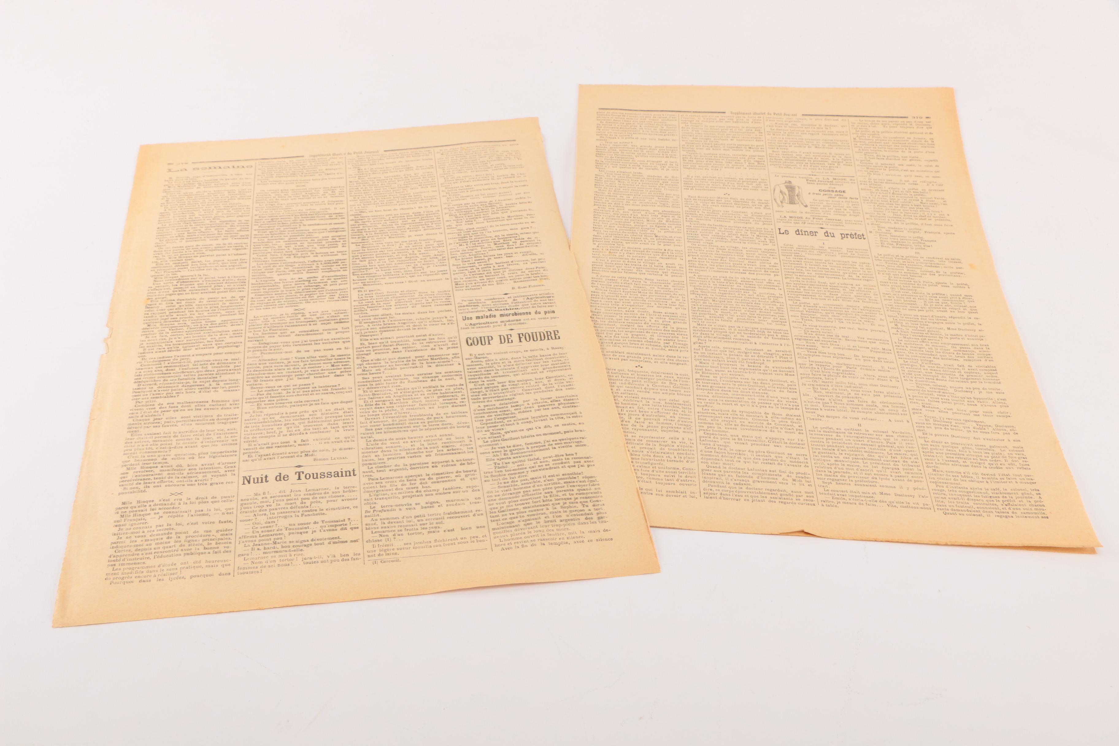 Late 19th Century French Newspaper "Le Petit Journal" November 1898 "Le Jeune Sauvage De Saint-Ouen"