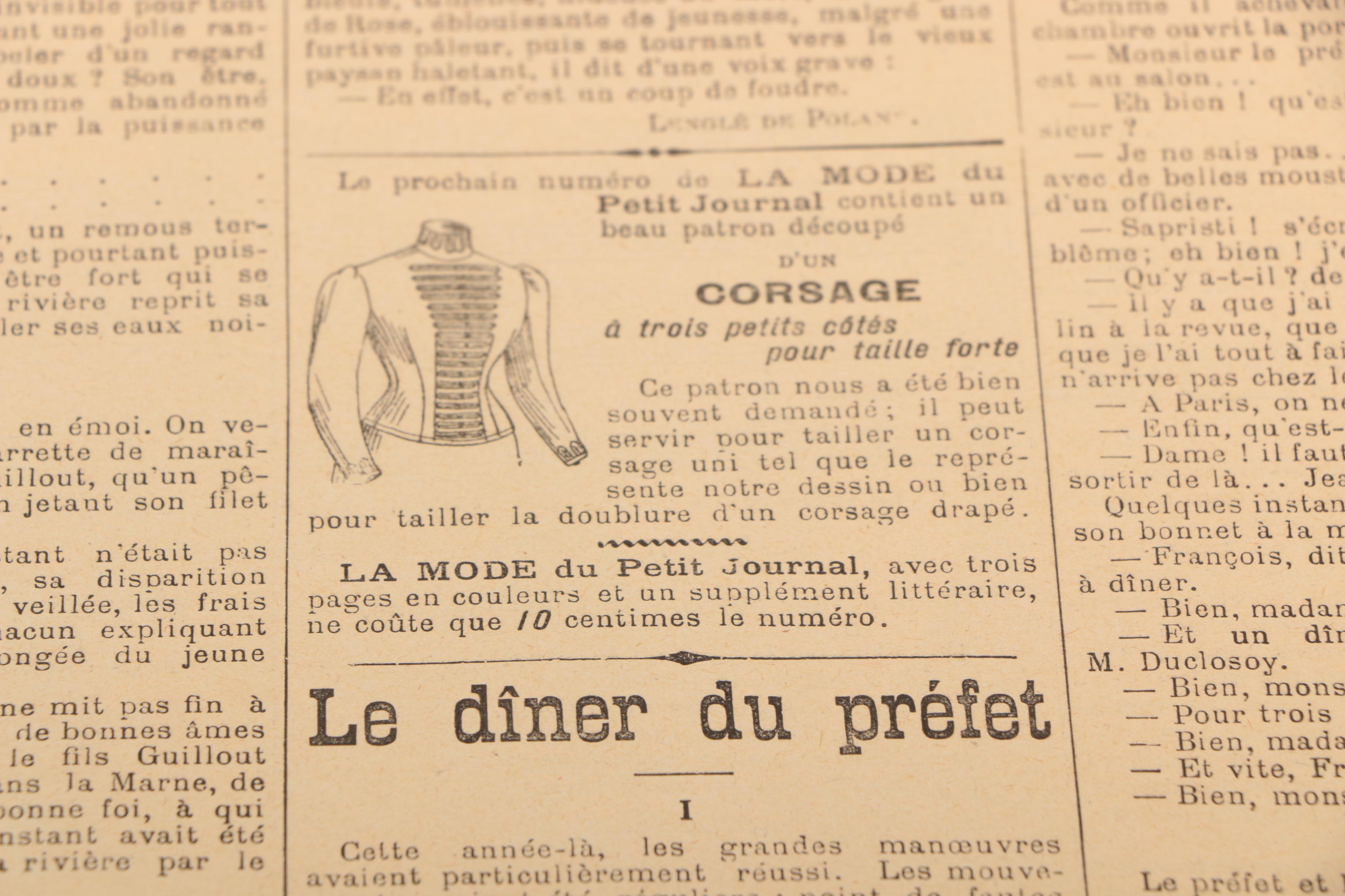 Late 19th Century French Newspaper "Le Petit Journal" November 1898 "Le Jeune Sauvage De Saint-Ouen"