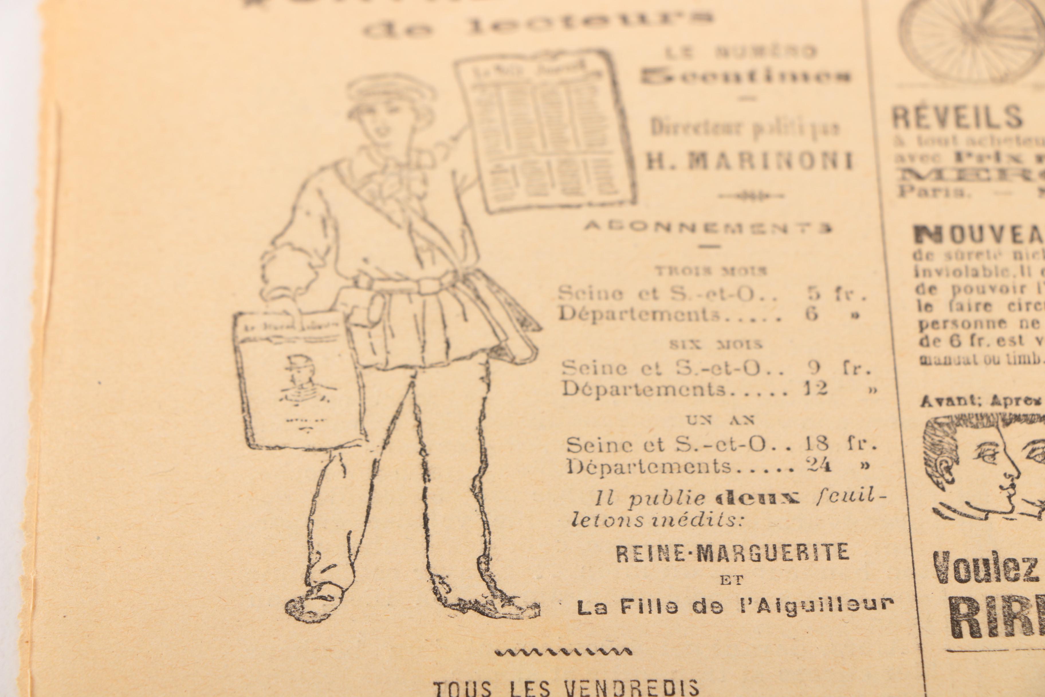 Late 19th Century French Newspaper "Le Petit Journal" November 1898 "Le Jeune Sauvage De Saint-Ouen"