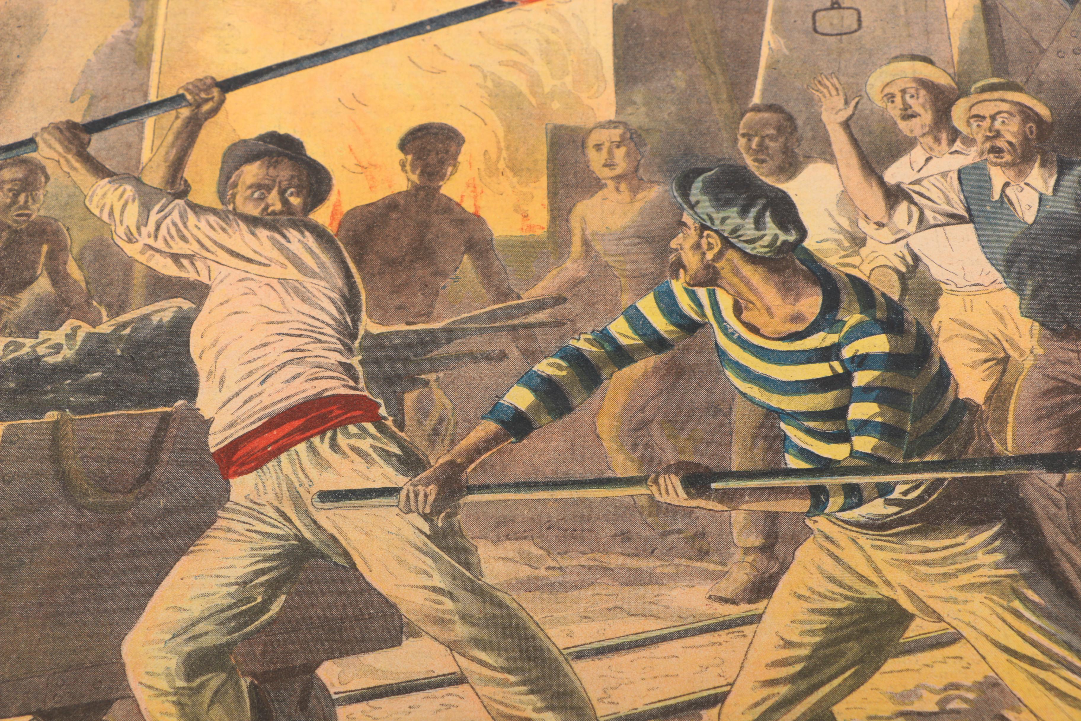 "Le Petit Journal" 1907 Page "Un Duel Terrifiant-- Deux ouvriers forgerons se battent a coups de barres de fer rougies au feu"