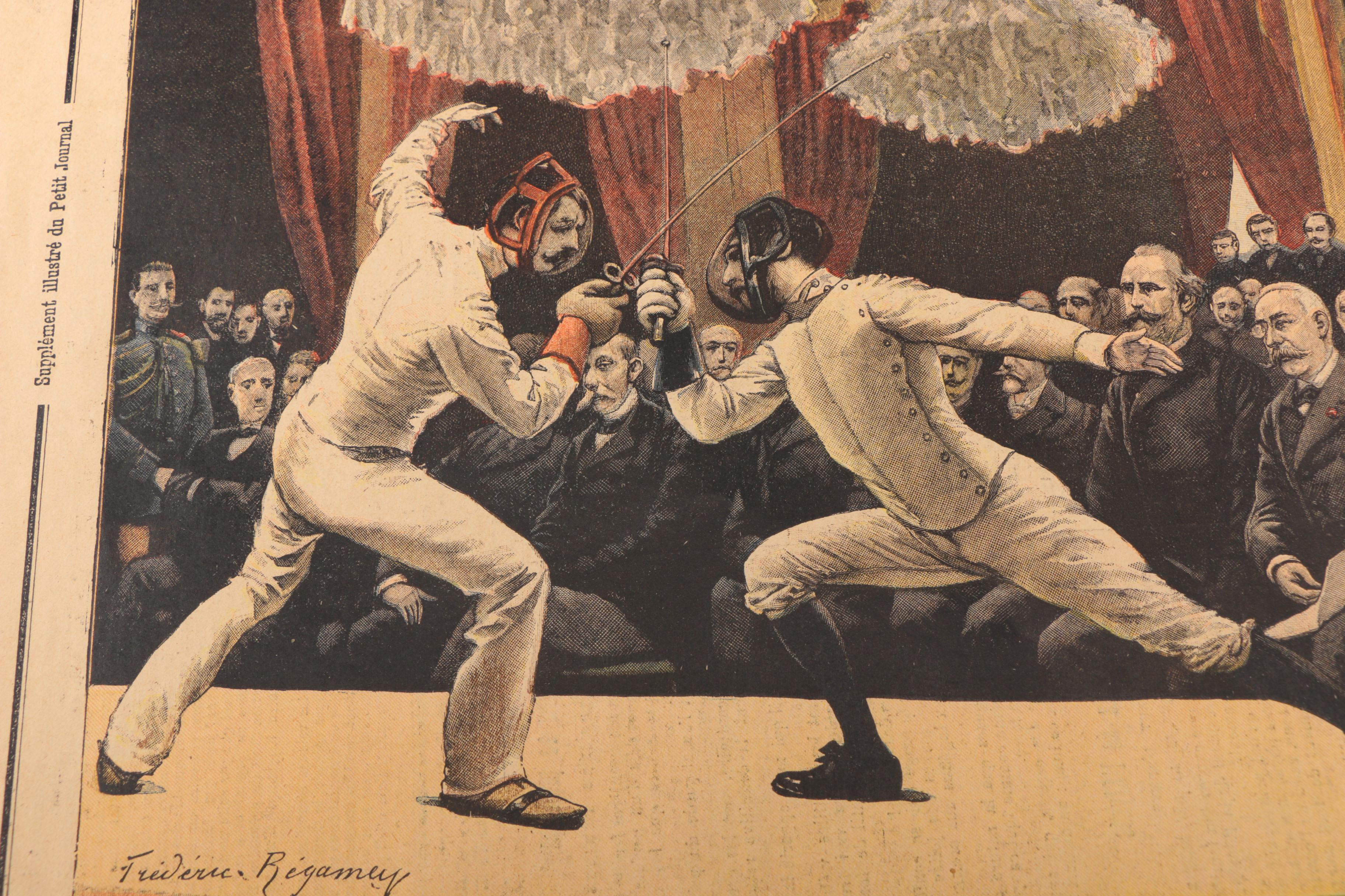 Page from Late 19th Century French Newspaper "Le Petit Journal" With Print Titled "Au Palais De L'Elysee."