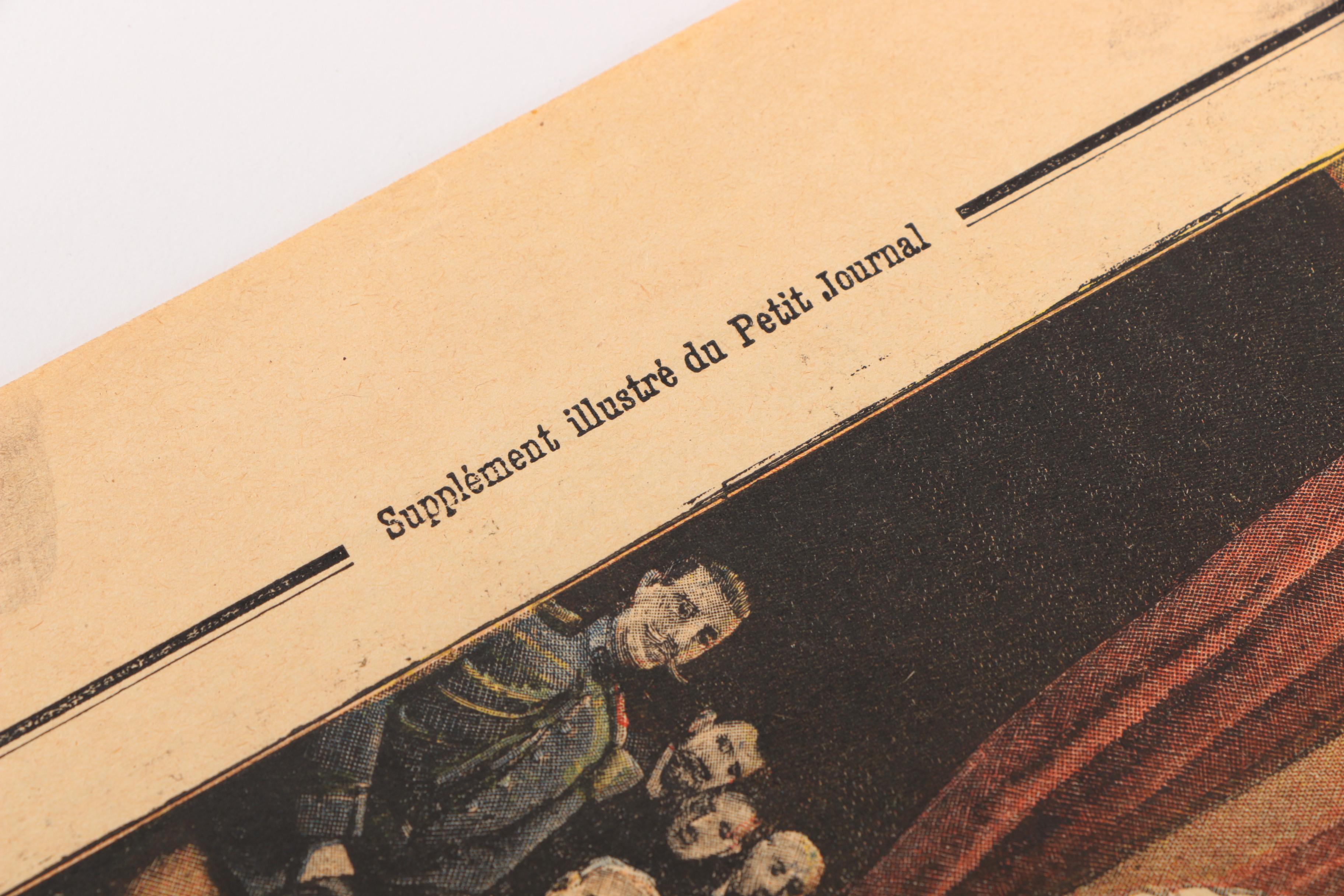 Page from Late 19th Century French Newspaper "Le Petit Journal" With Print Titled "Au Palais De L'Elysee."