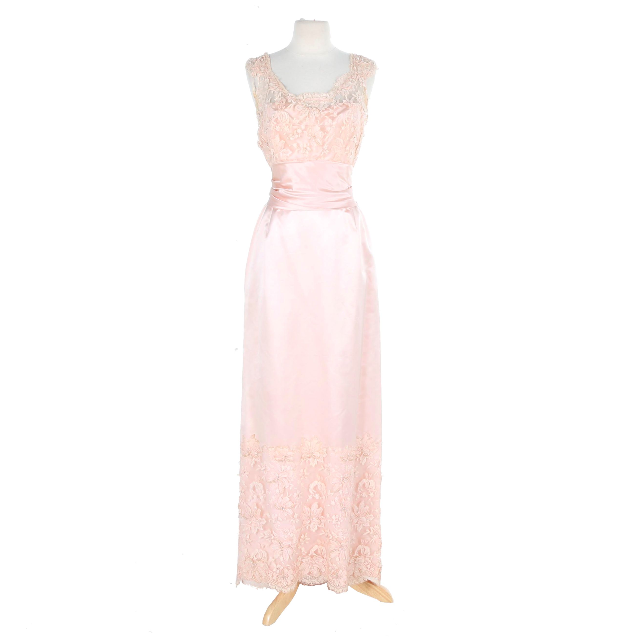 Silk Chantilly Lace French Satin and Lace Formal Dress