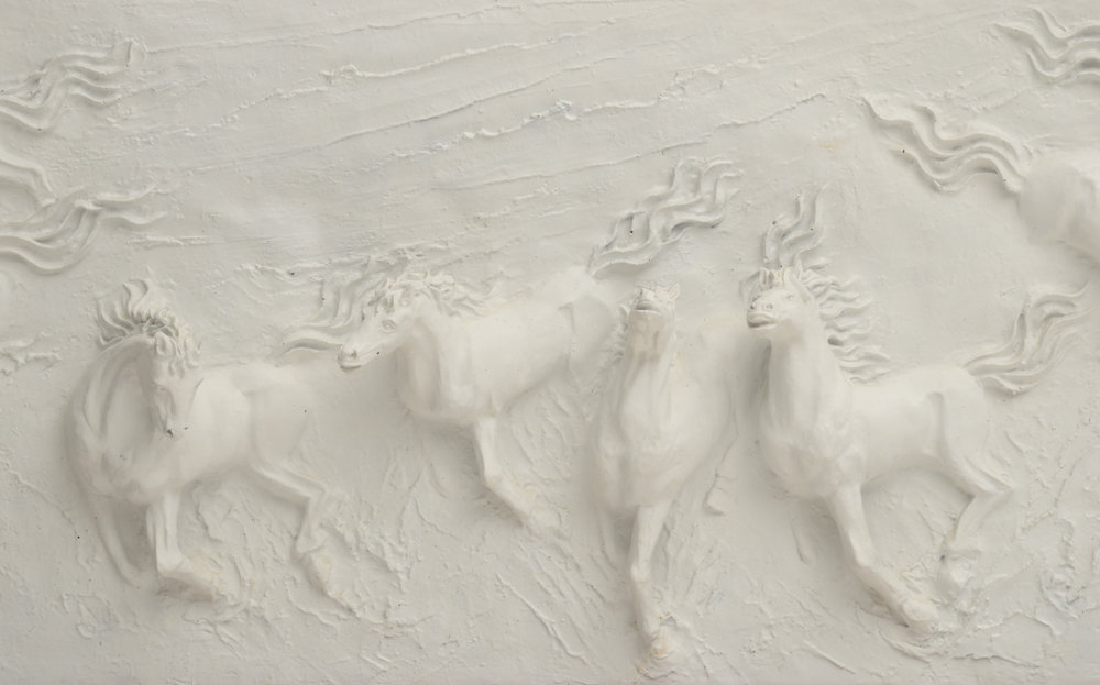 Large-Scale Contemporary Chinese Cast Plaster Relief Wall Hanging