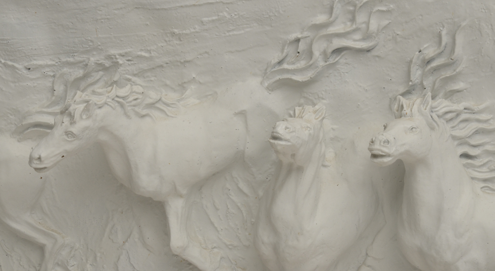 Large-Scale Contemporary Chinese Cast Plaster Relief Wall Hanging