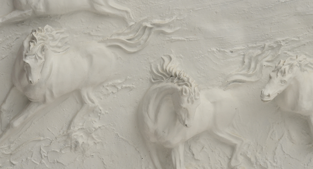 Large-Scale Contemporary Chinese Cast Plaster Relief Wall Hanging