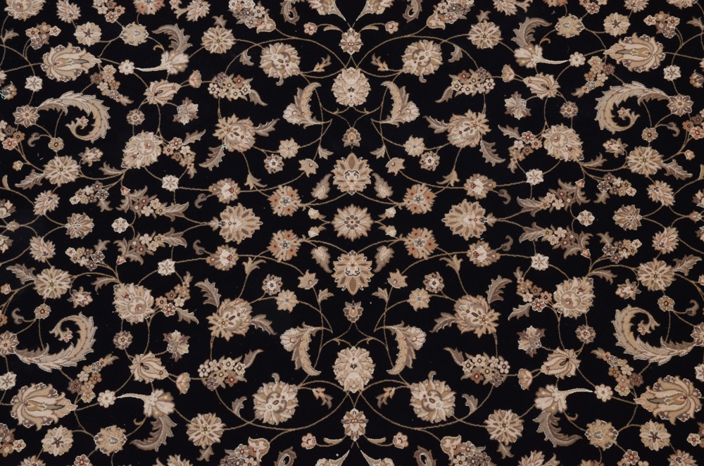 Machine Woven Belgian Karastan "Black Keshan" Area Rug