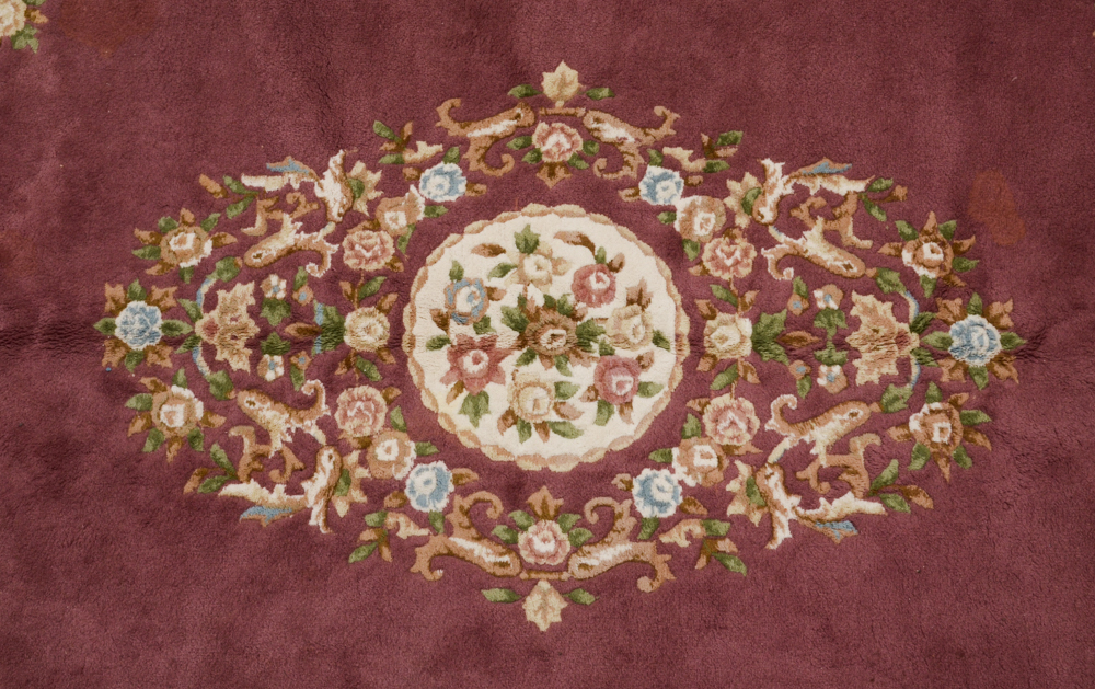 Indian Hand-Knotted Carved "Dilkusha" Wool Area Rug