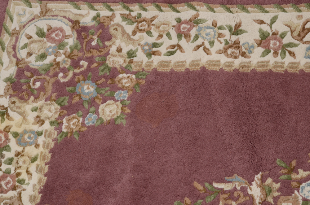 Indian Hand-Knotted Carved "Dilkusha" Wool Area Rug