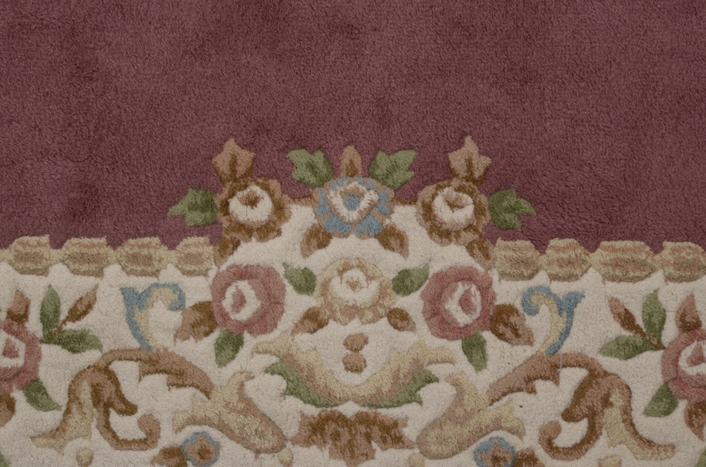 Indian Hand-Knotted Carved "Dilkusha" Wool Area Rug