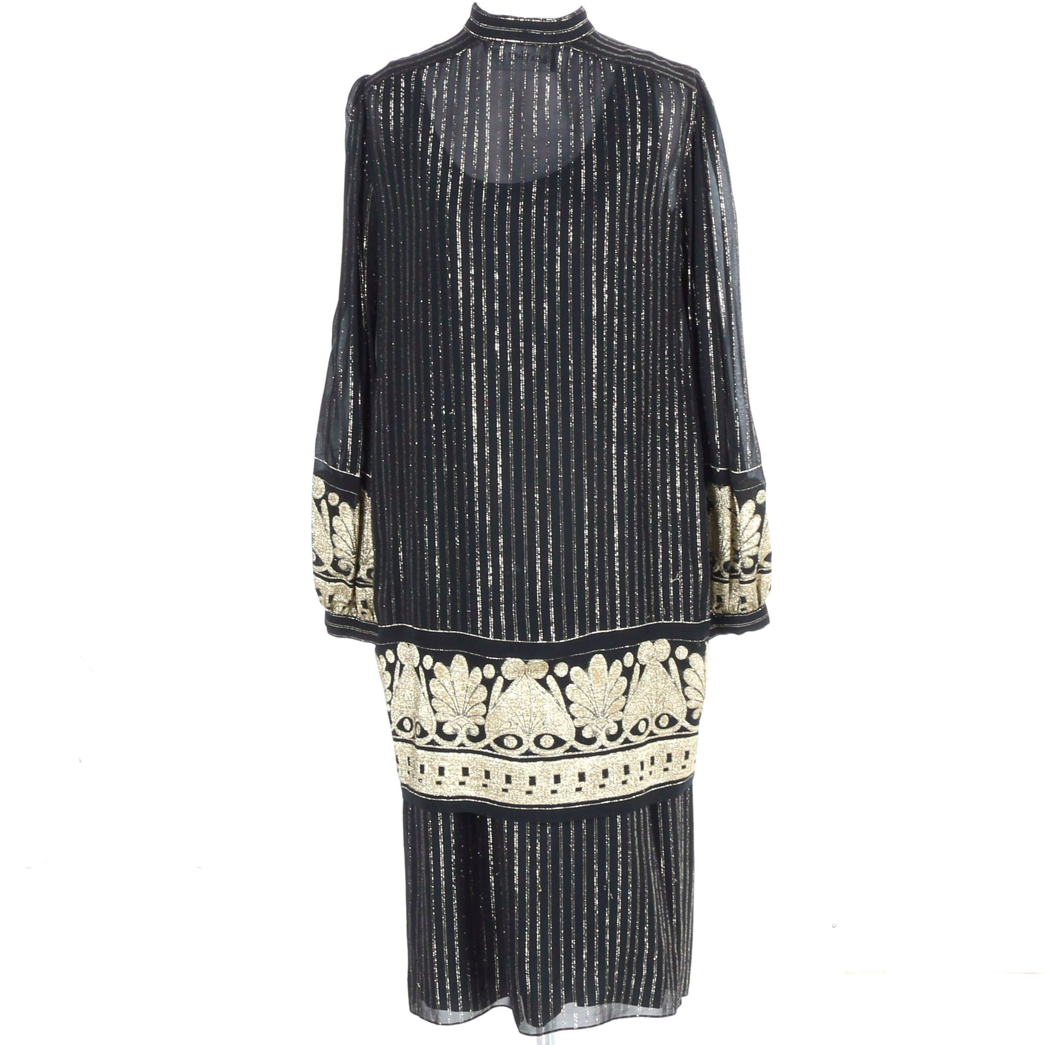 Black and Gold Slip Dress With Top
