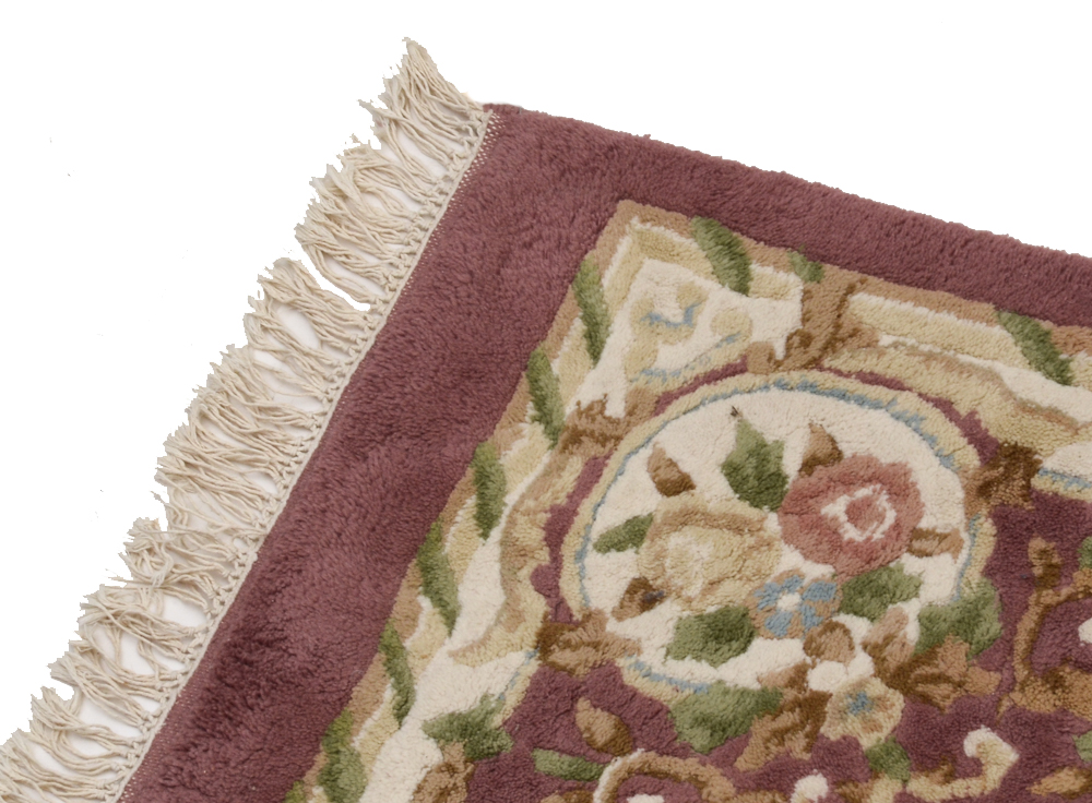 Indian Hand-Knotted Carved "Dilkusha" Wool Area Rug