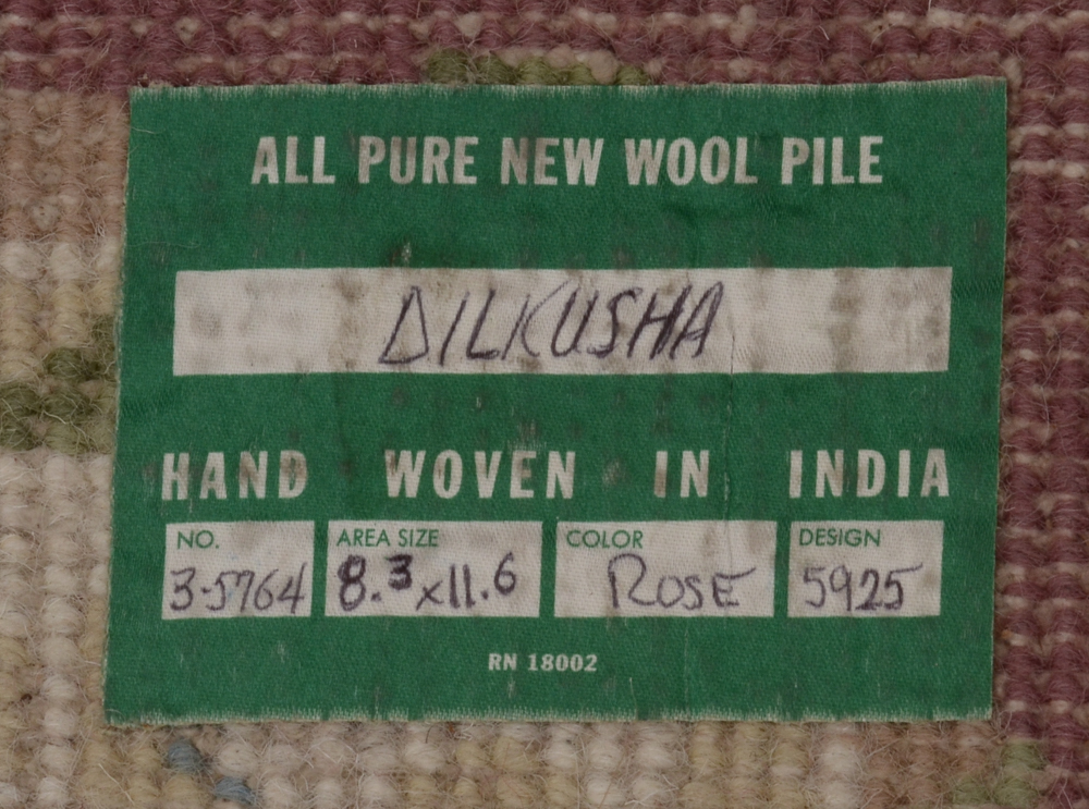 Indian Hand-Knotted Carved "Dilkusha" Wool Area Rug