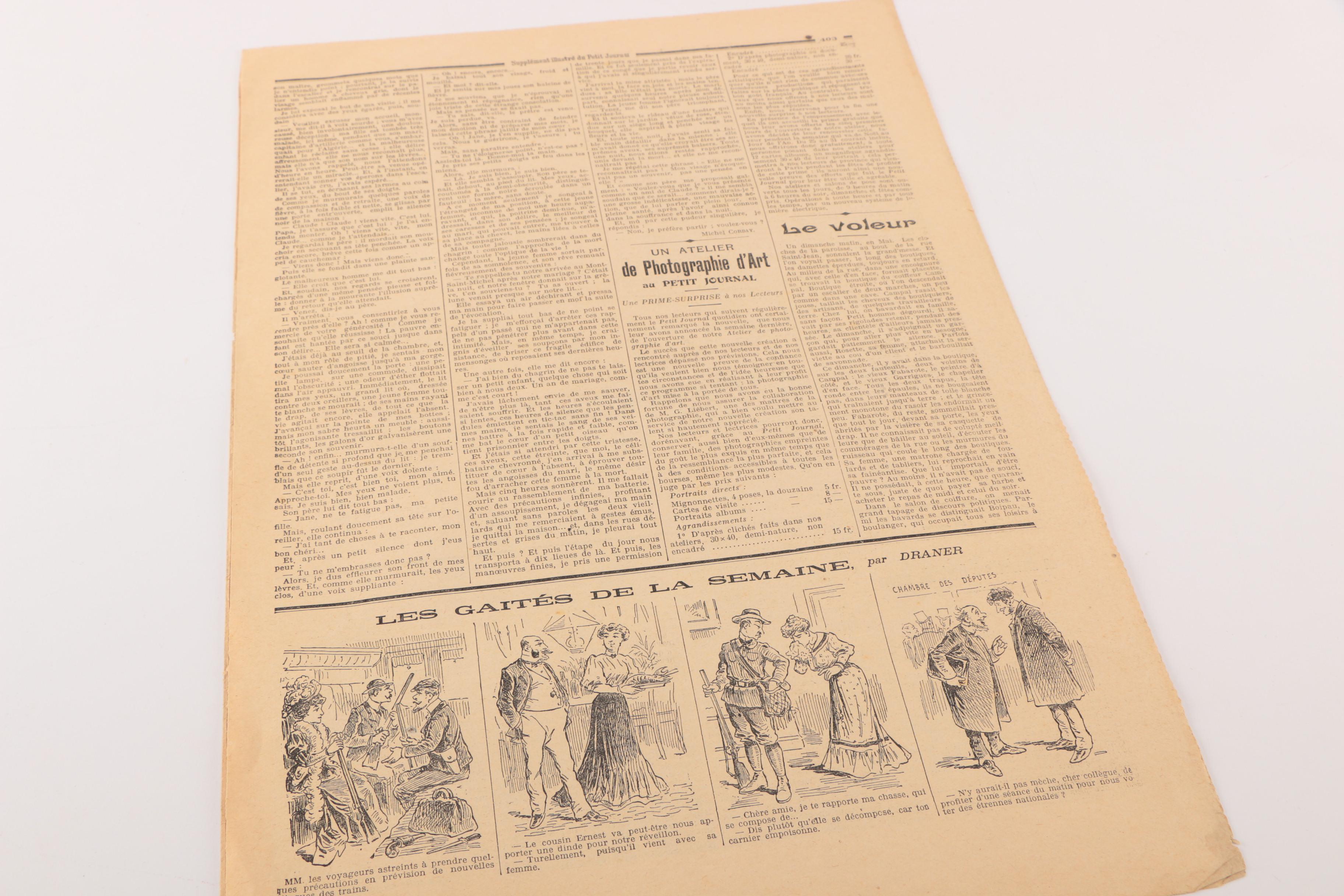 Two Pages From Early 20th Century French Newspaper "Le Petit Journal"
