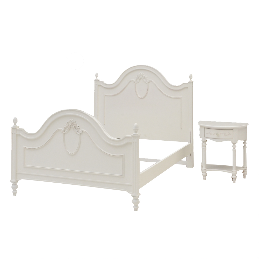 Stanley "Isabella" Full Bed Frame and Nightstand in White