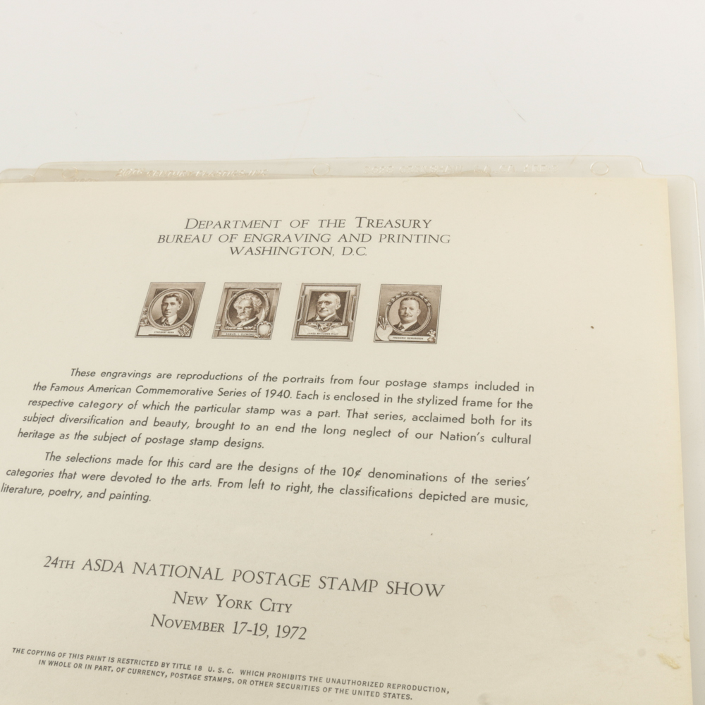 Collection of Stamps, Stamp Blocks, and Stamp Catalogs