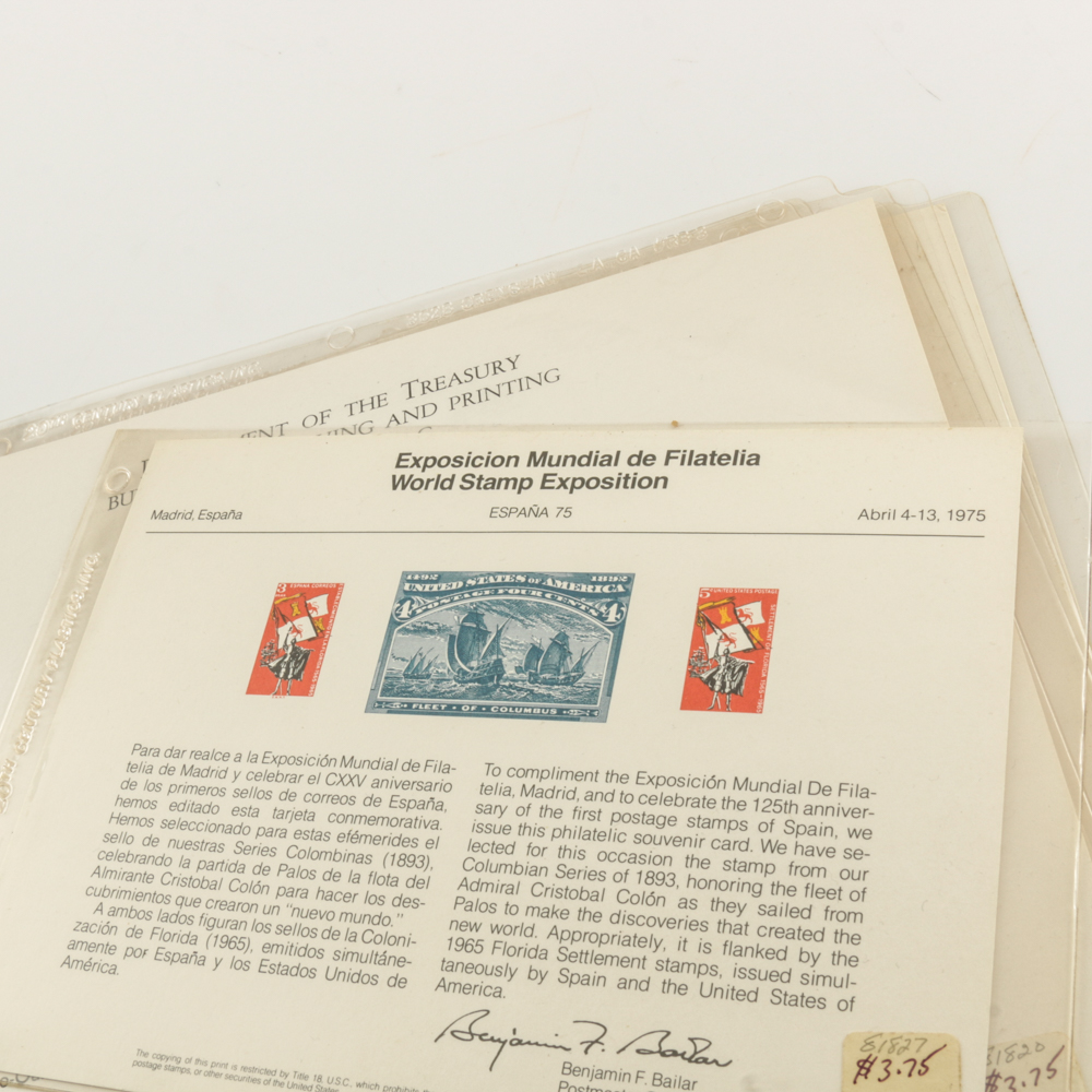Collection of Stamps, Stamp Blocks, and Stamp Catalogs