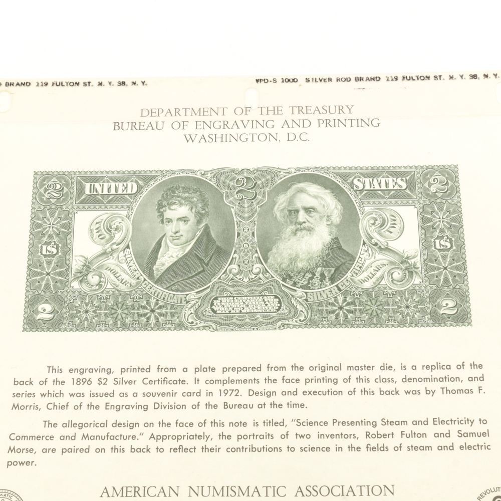 Collection of United States Currency and Intaglio Printings