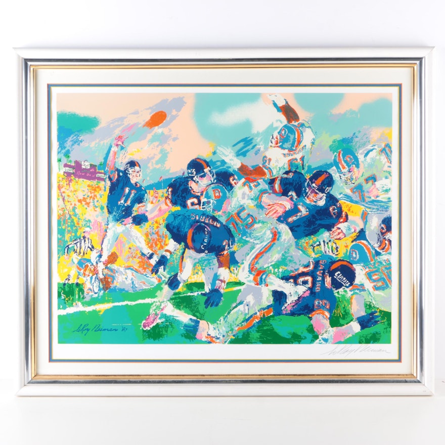 LeRoy Neiman 1987 Serigraph on Paper "Giants - Broncos Classic"