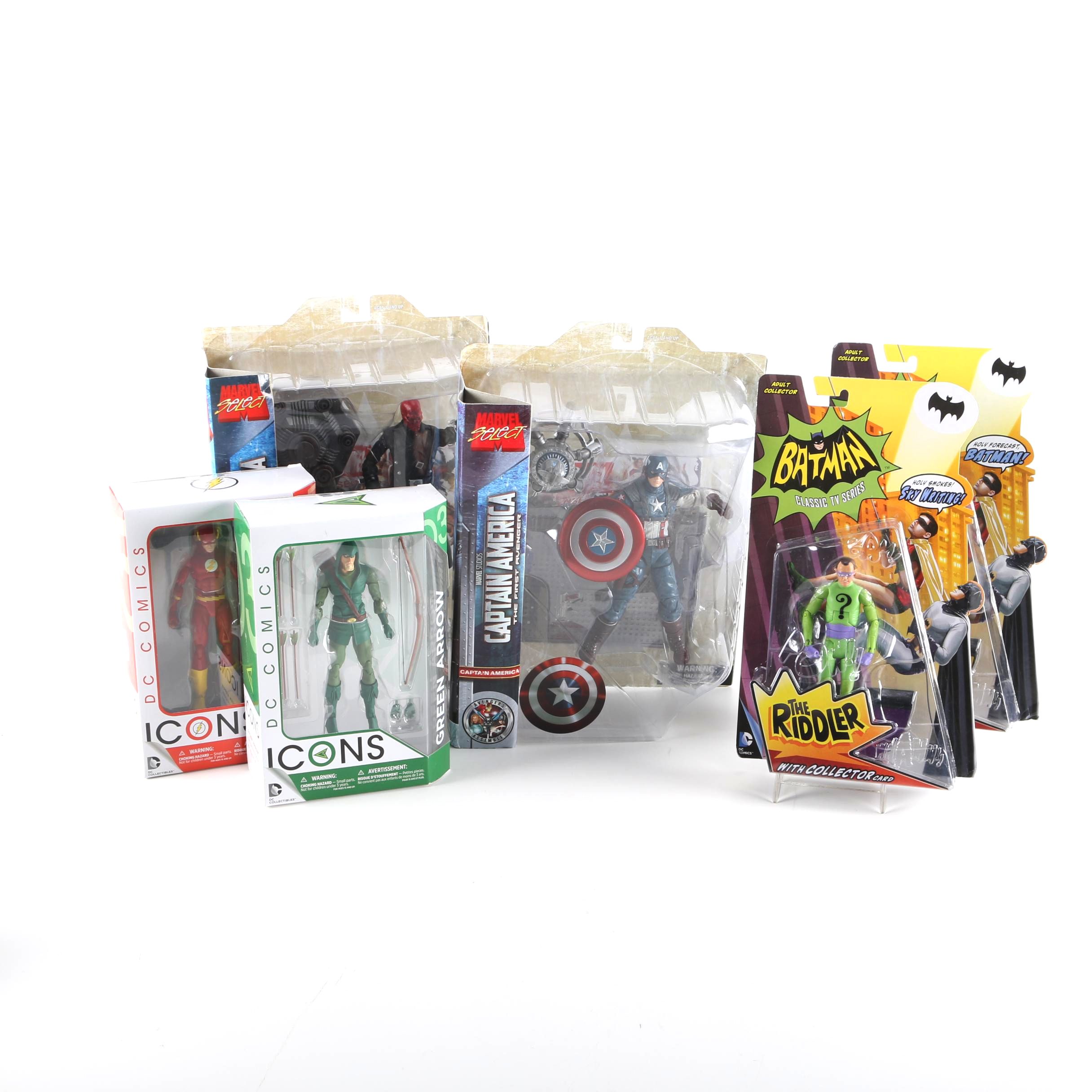 Assortment of Action Figures Including Captain America and Batman