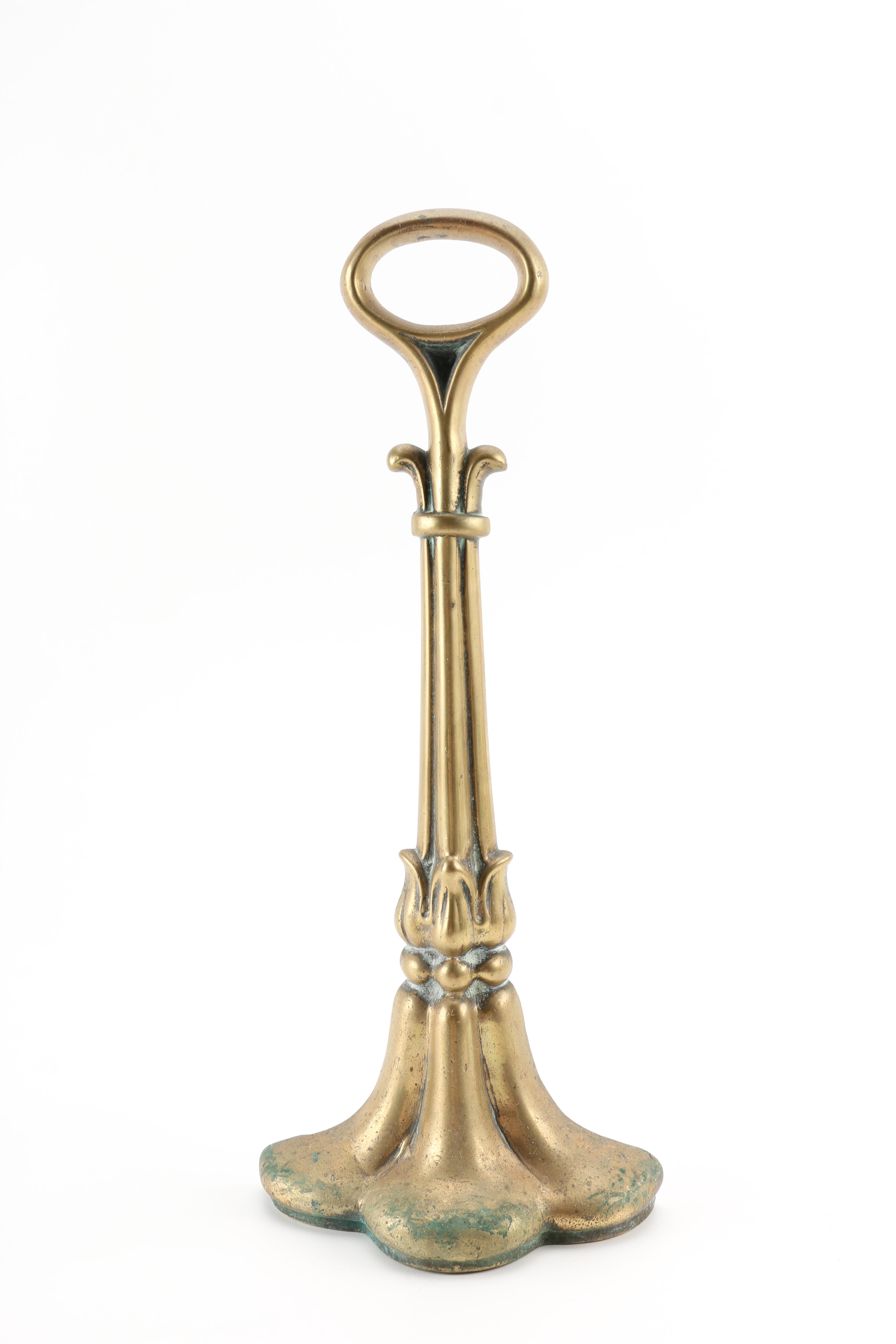 Brass Fireplace Andirons and Damper Hook