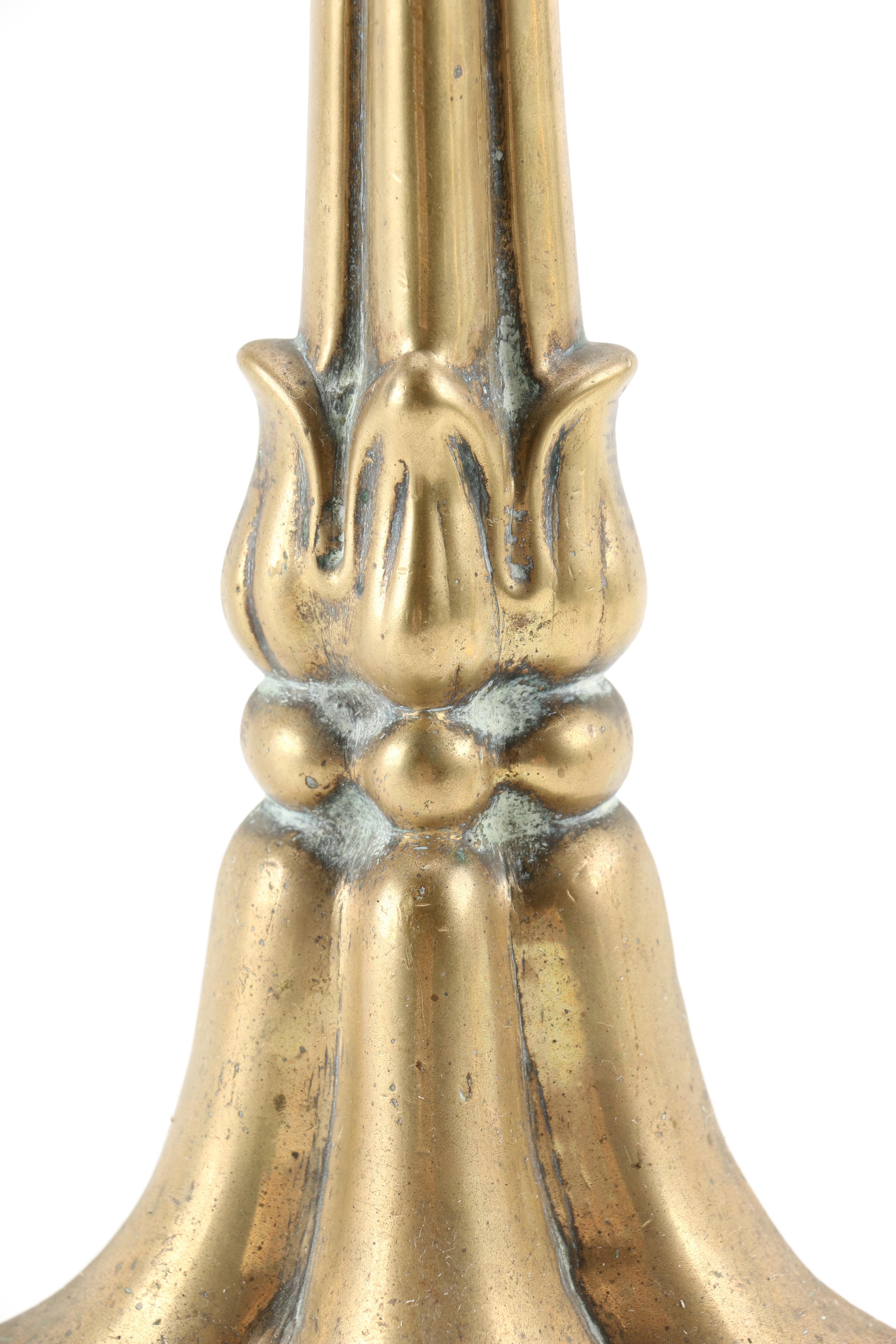 Brass Fireplace Andirons and Damper Hook