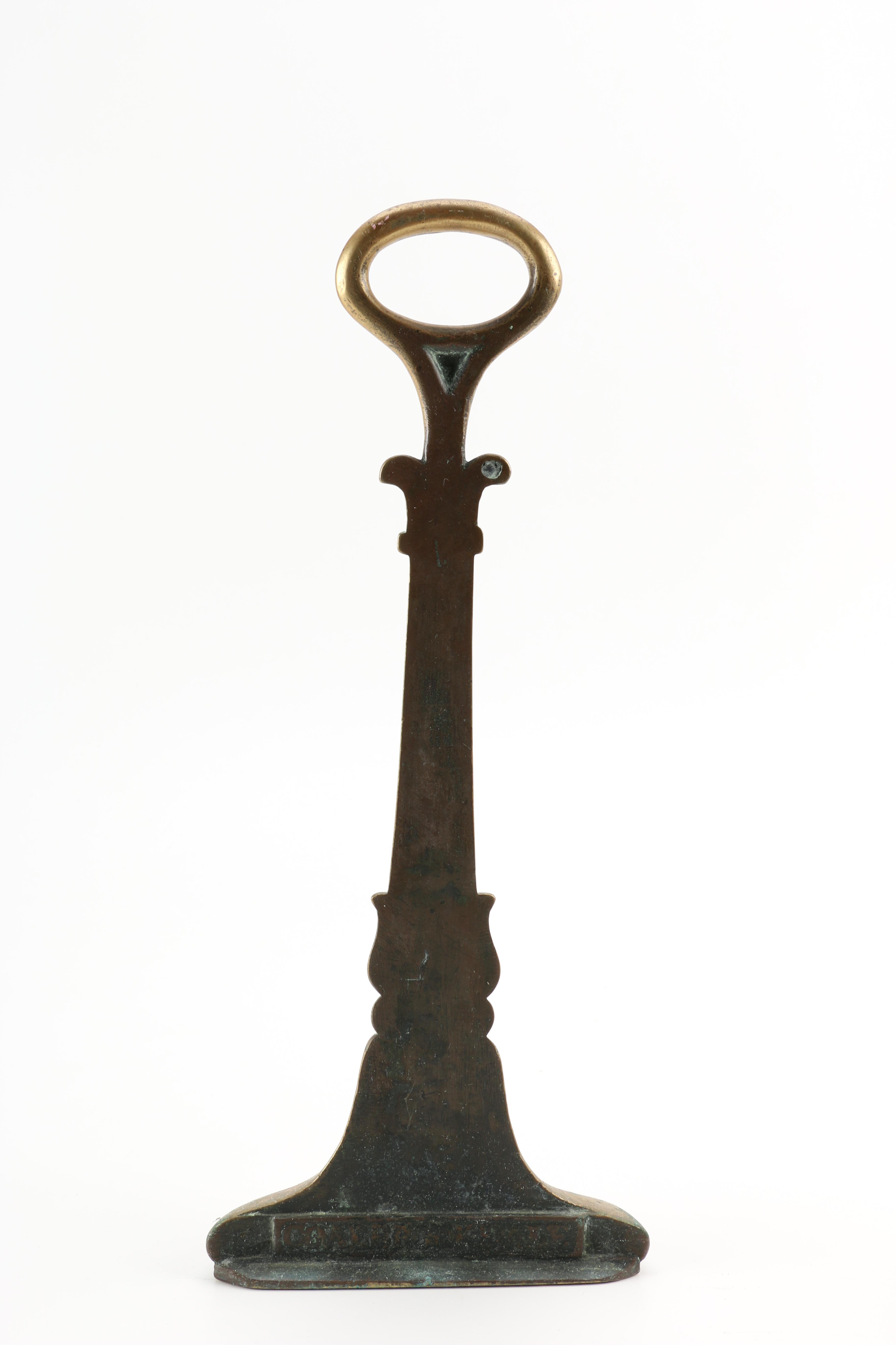 Brass Fireplace Andirons and Damper Hook