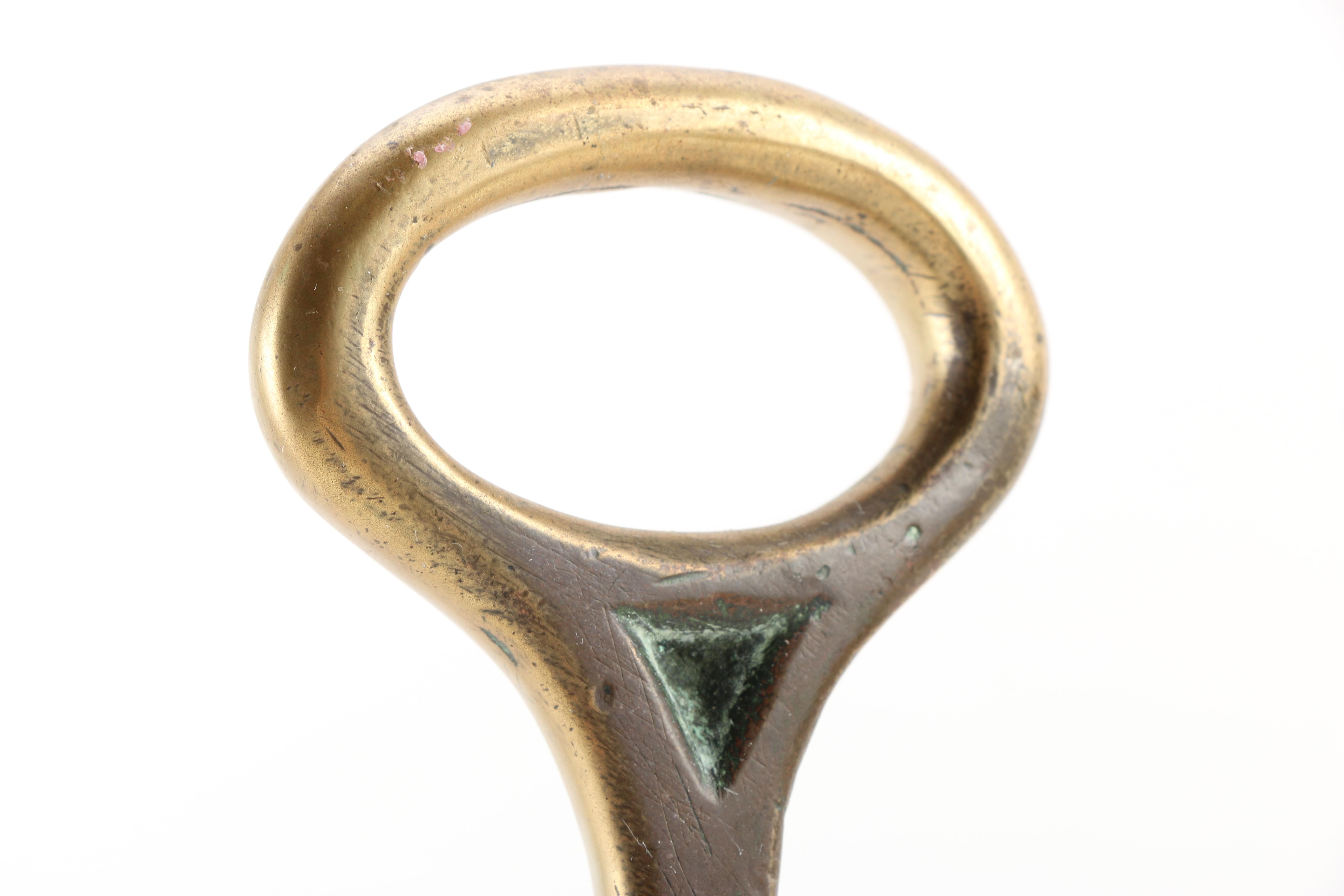 Brass Fireplace Andirons and Damper Hook