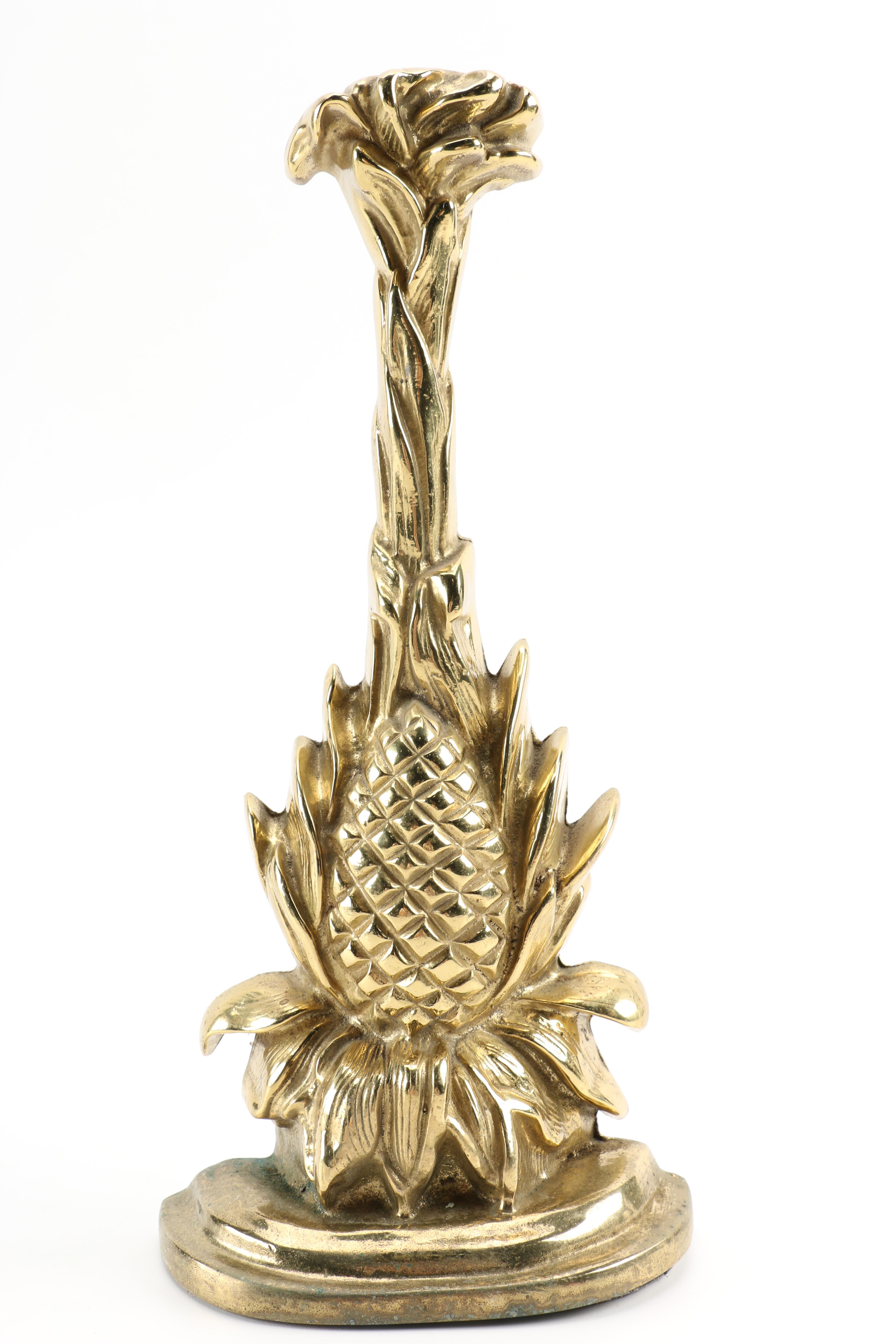 Brass Fireplace Andirons and Damper Hook