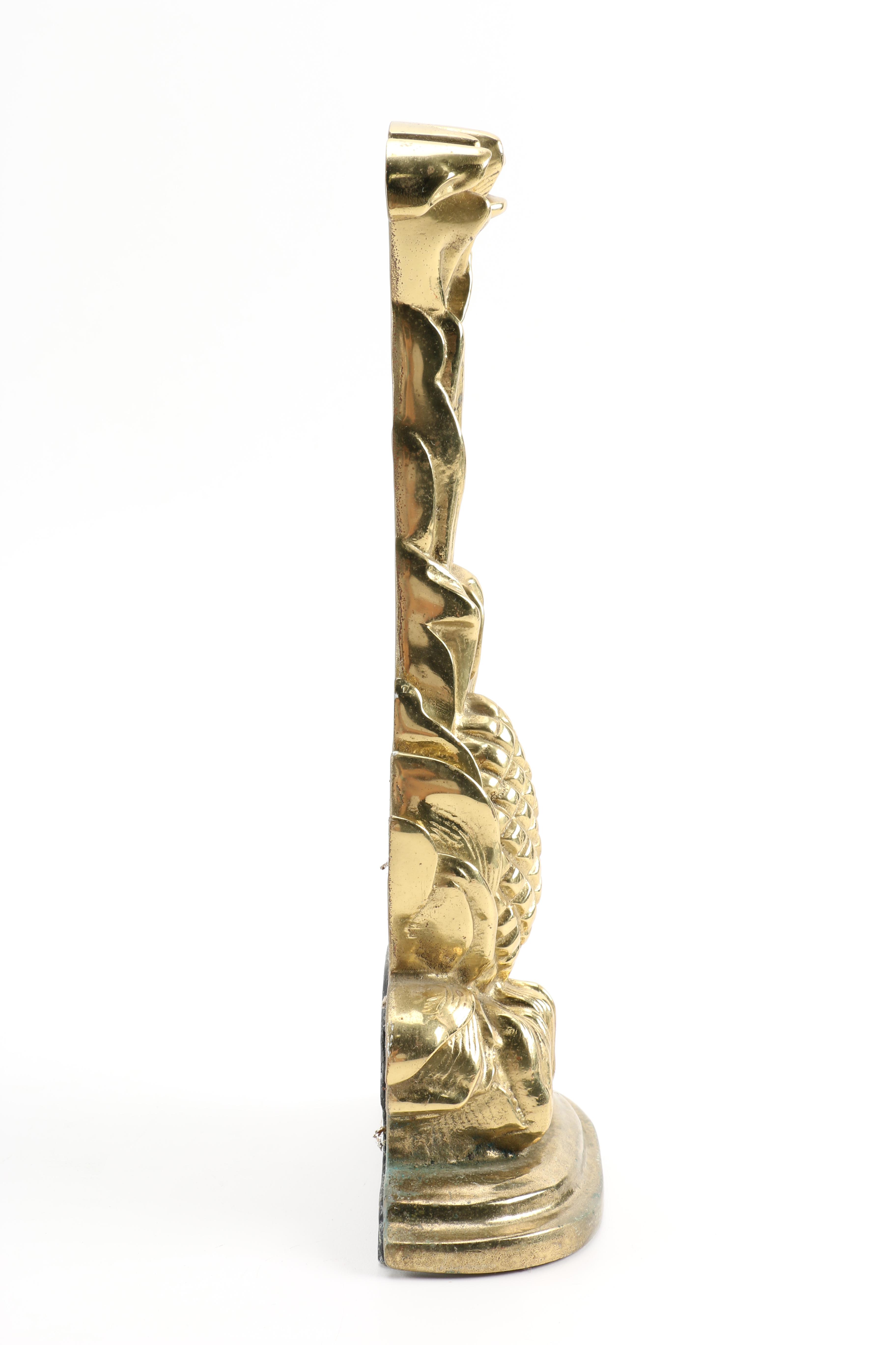 Brass Fireplace Andirons and Damper Hook