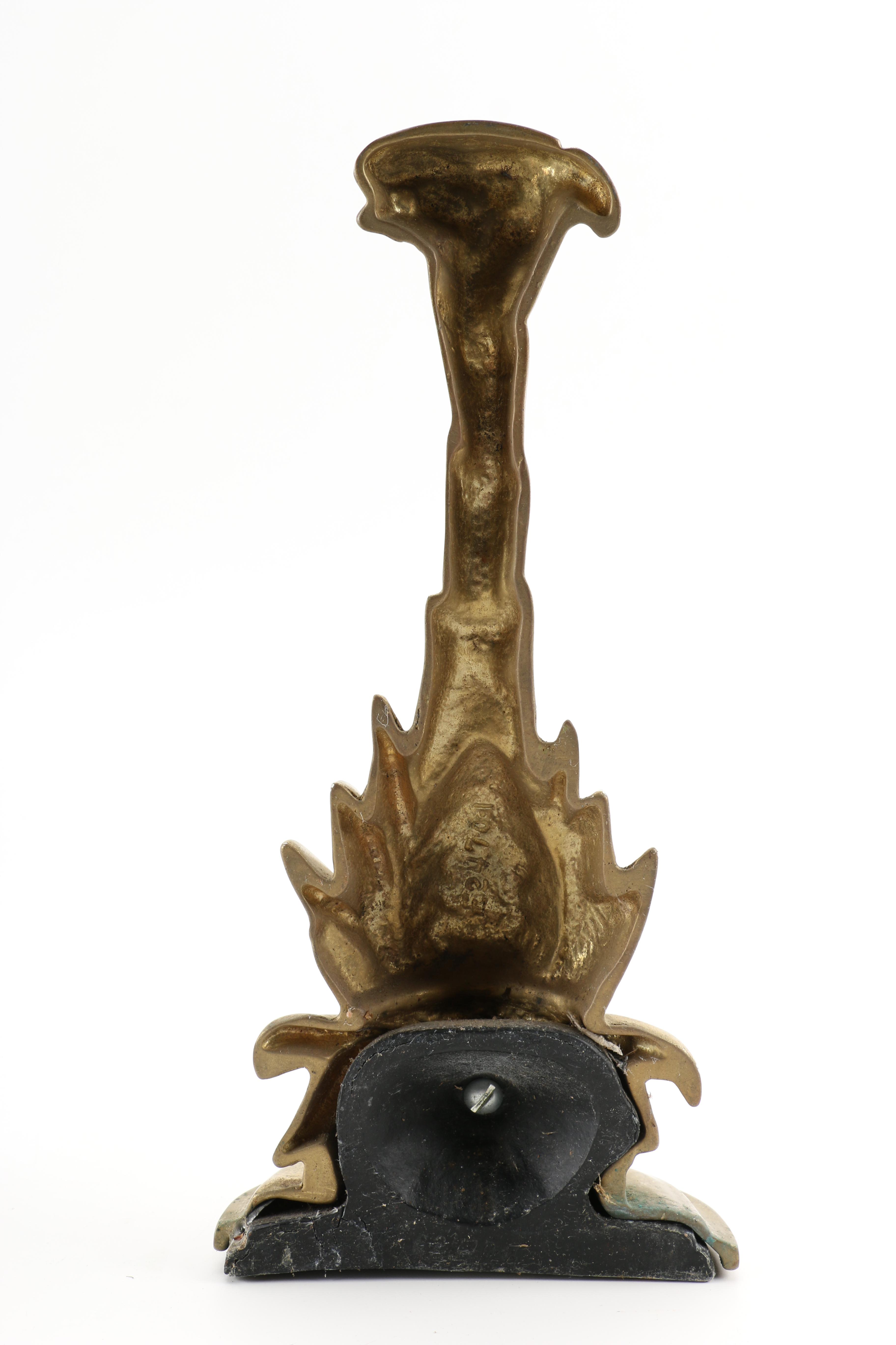 Brass Fireplace Andirons and Damper Hook