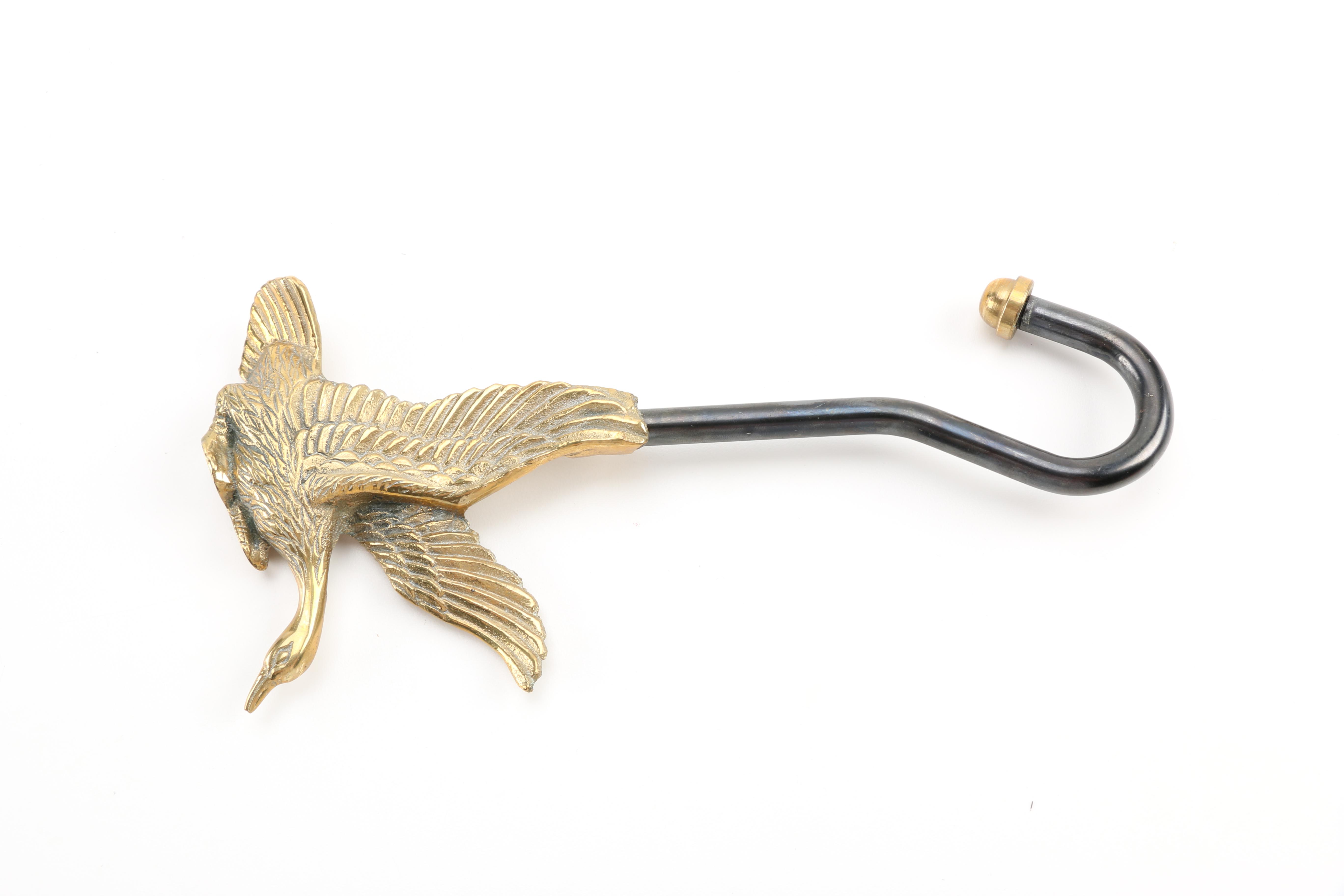 Brass Fireplace Andirons and Damper Hook