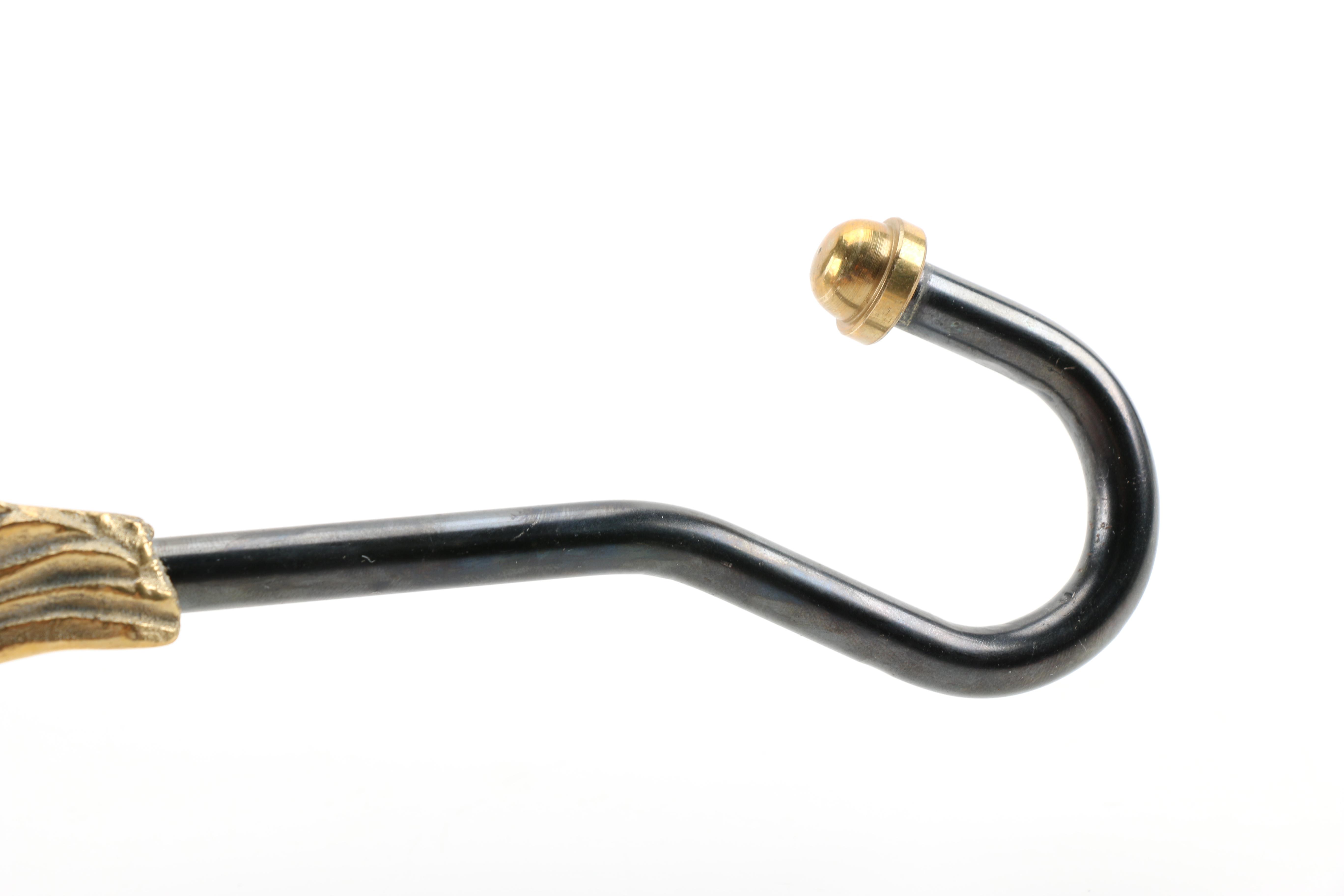 Brass Fireplace Andirons and Damper Hook