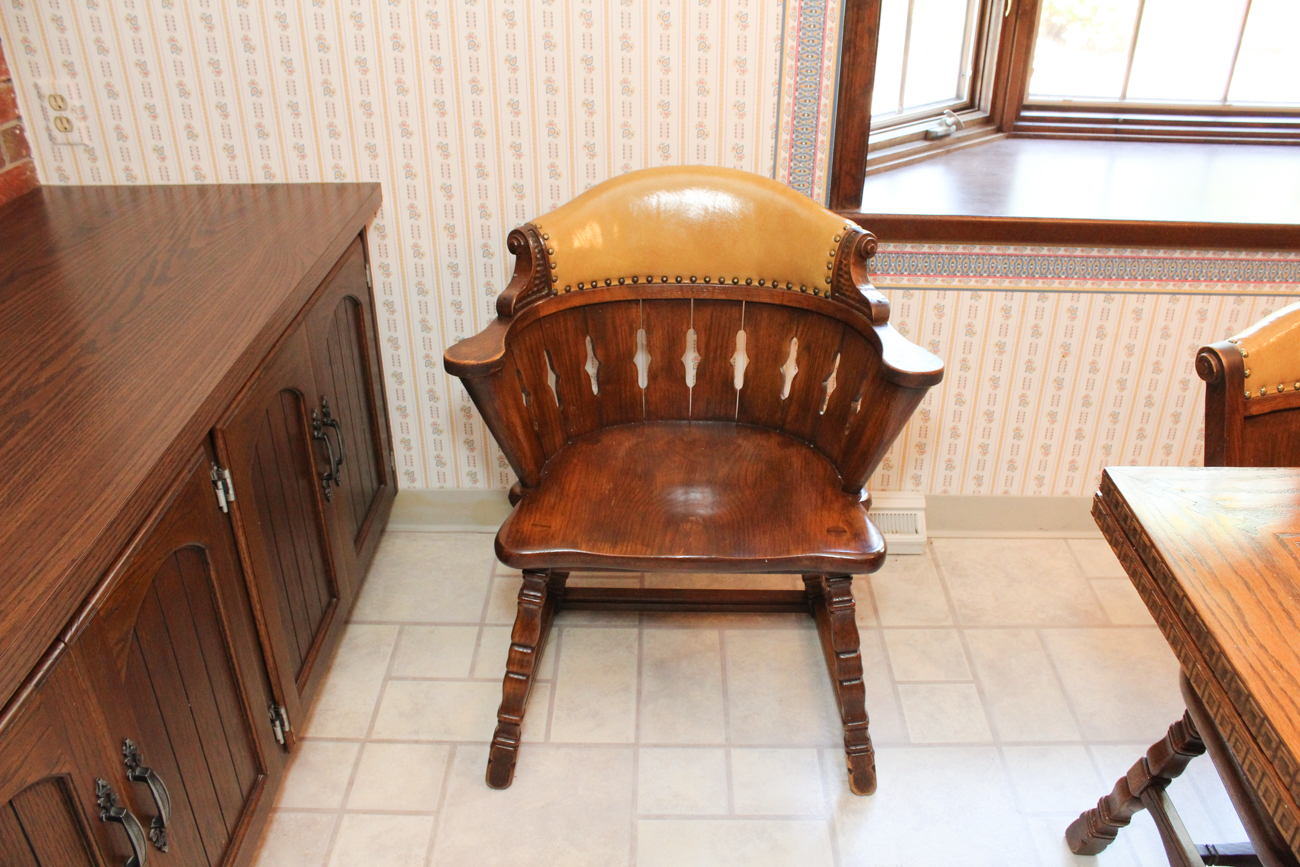 Mid-Century Romweber Viking Oak Refectory Dining Table With Nine Chairs