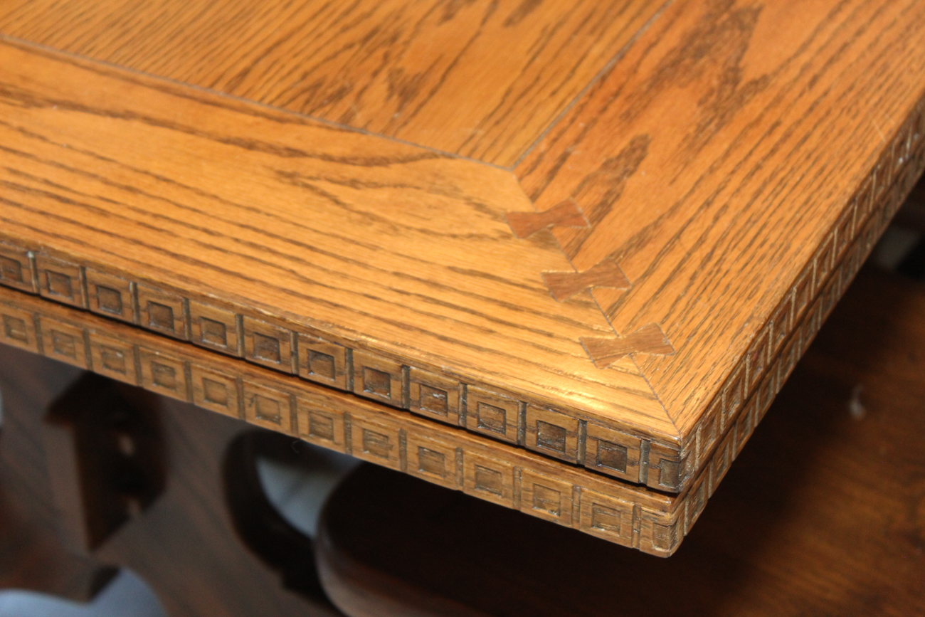 Mid-Century Romweber Viking Oak Refectory Dining Table With Nine Chairs