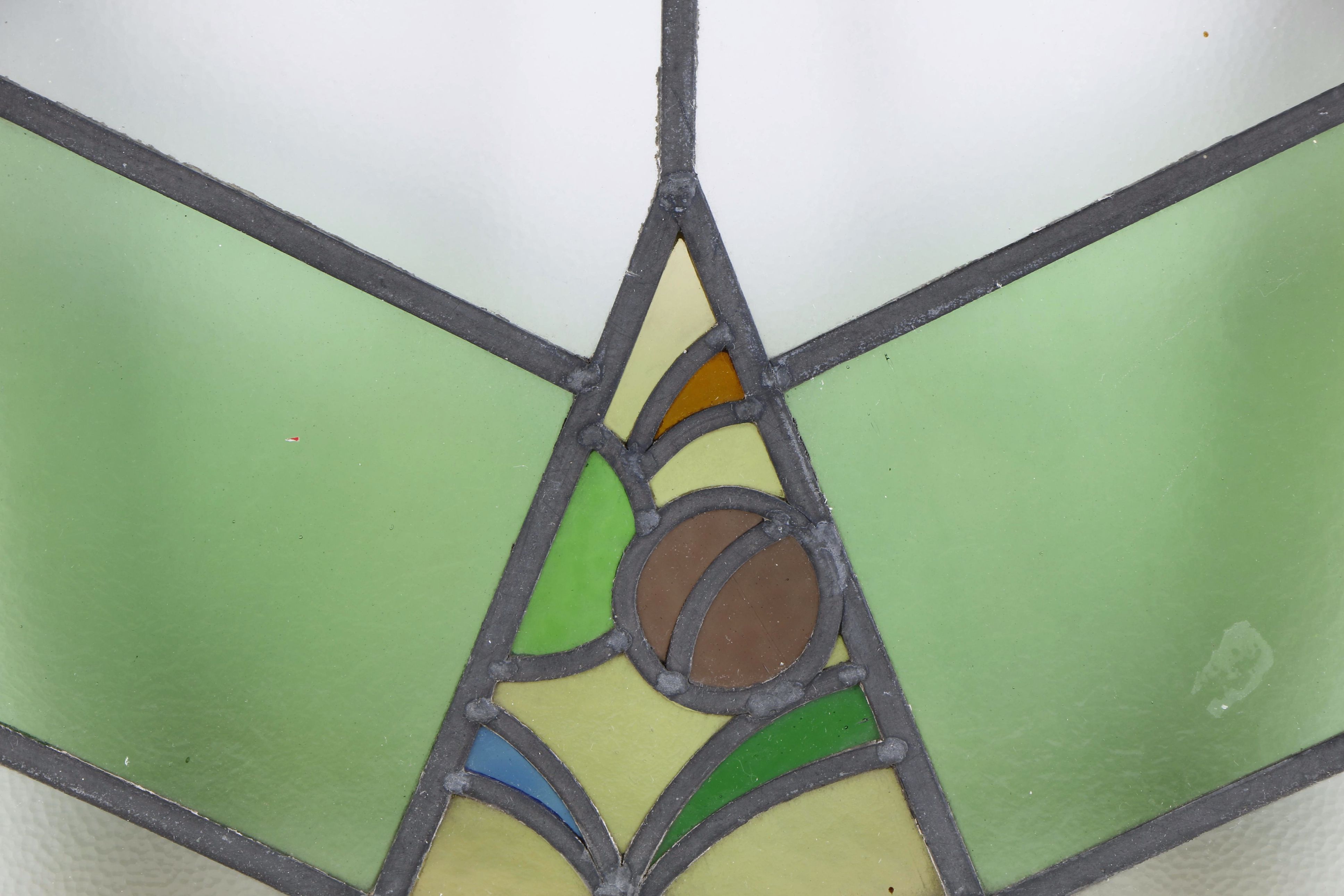 Vintage Wooden Window Frame With Stained Glass