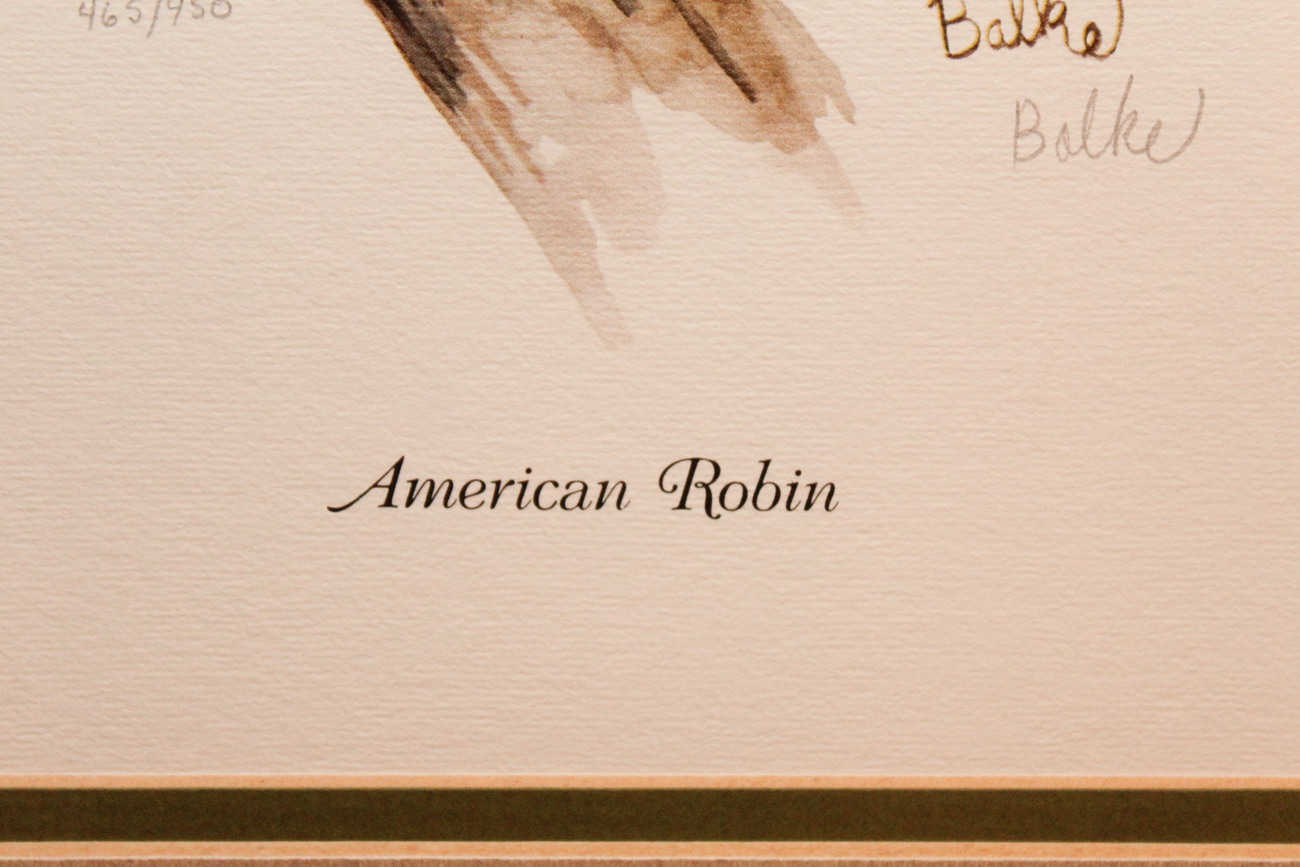 Don Balke Limited Edition Offset Lithograph "American Robin"