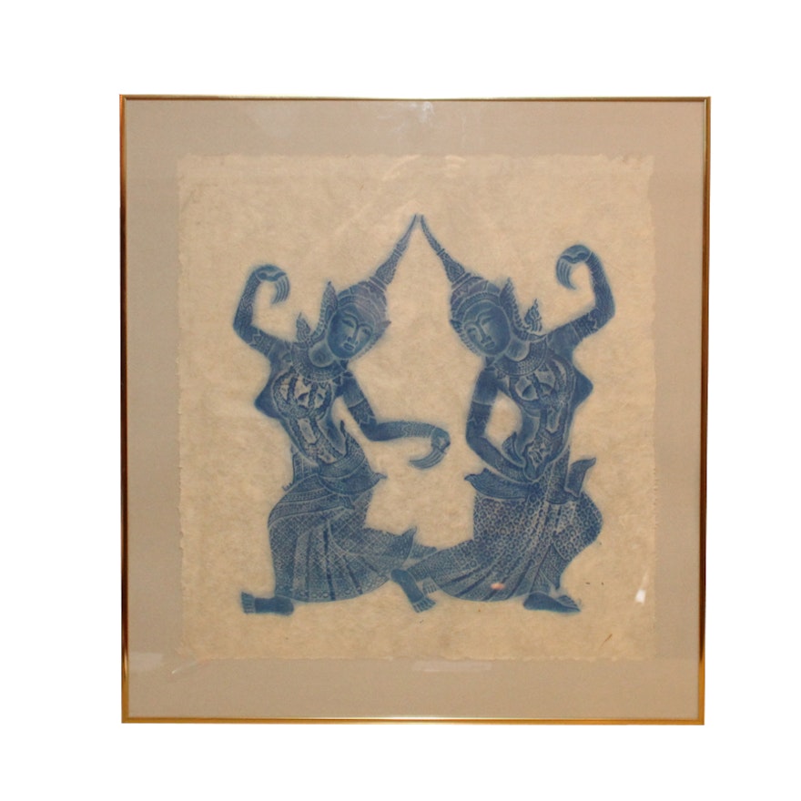 Framed Thai Rubbing on Paper