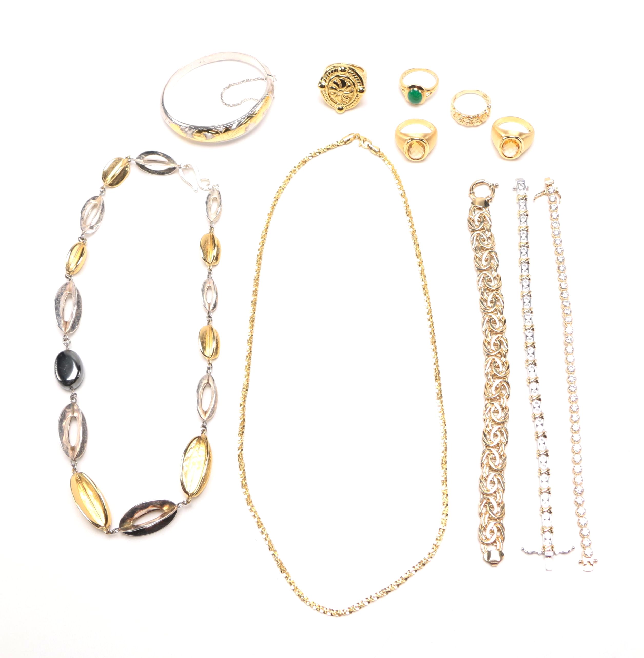 Sterling Silver Jewelry With Citrine and Cubic Zirconia