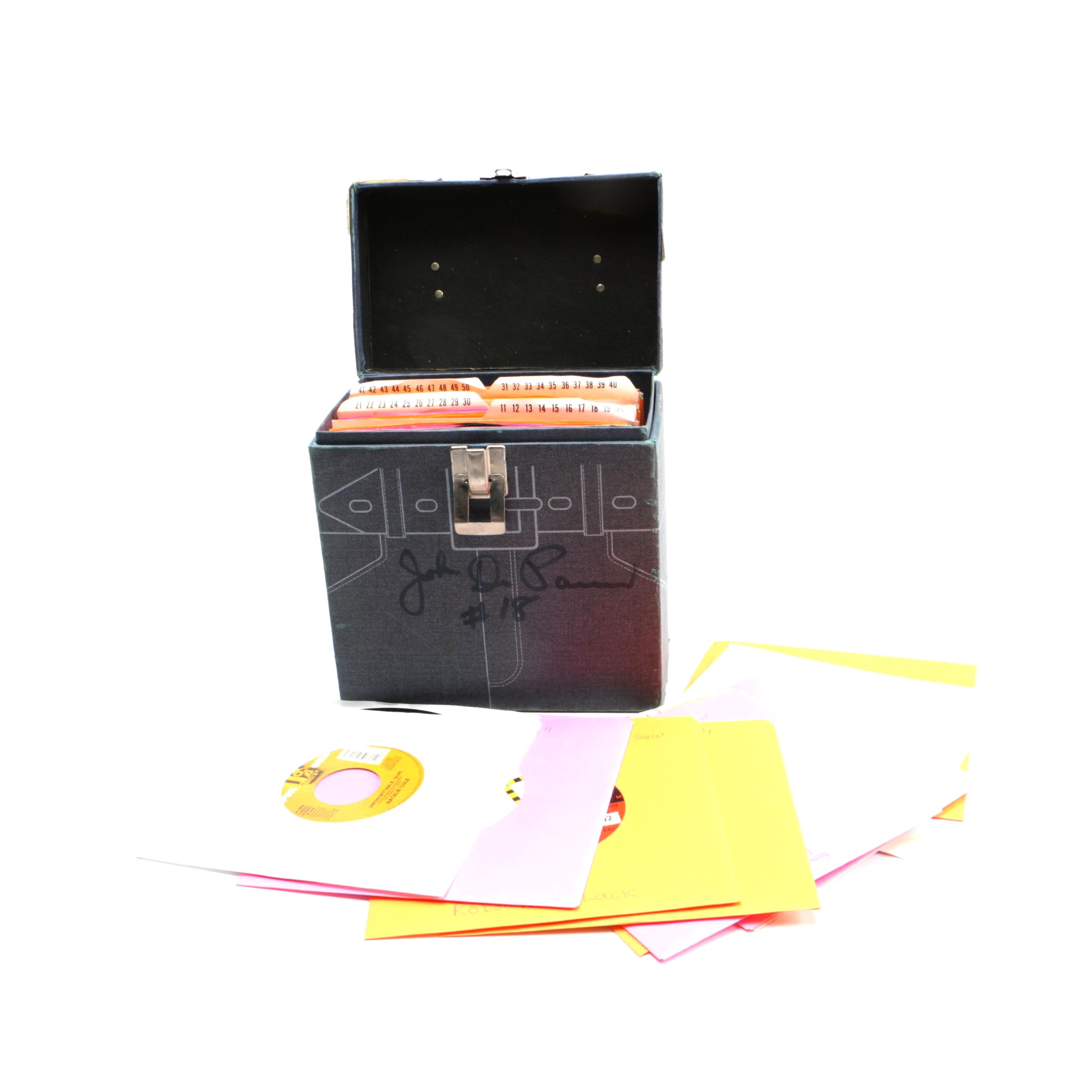 Collection of Motown and R&B Singles in Vintage Carrying Case